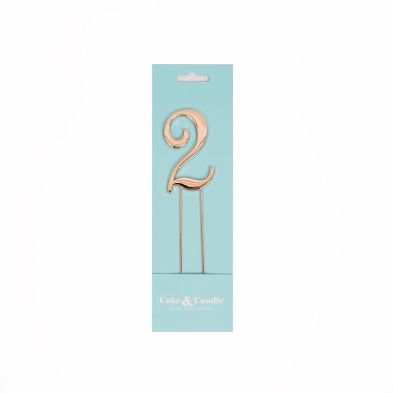 Cake & Candle Cake Topper Number 2 Rose Gold 7cm