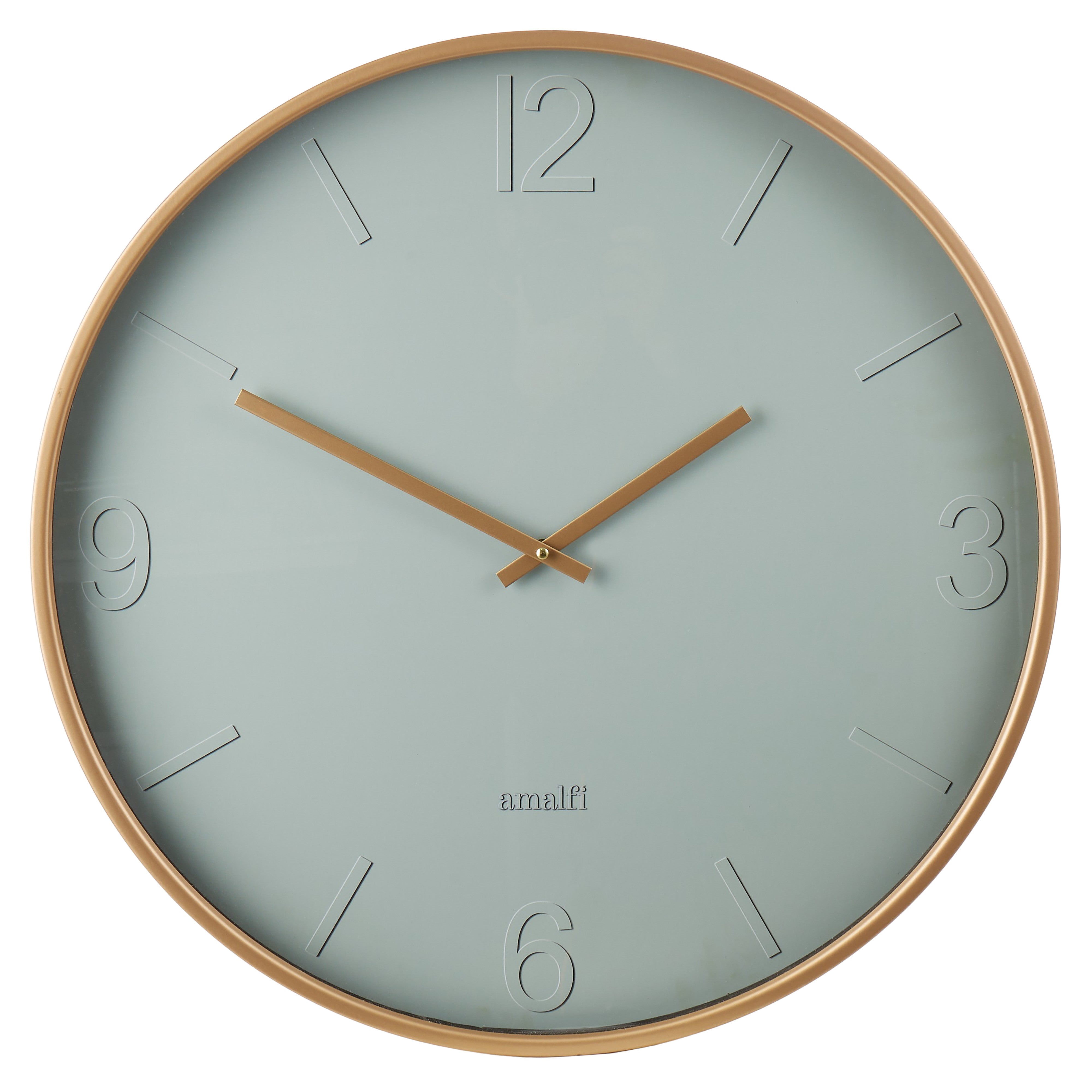 Amalfi Modern Green Wall Clock Pale Green & Gold