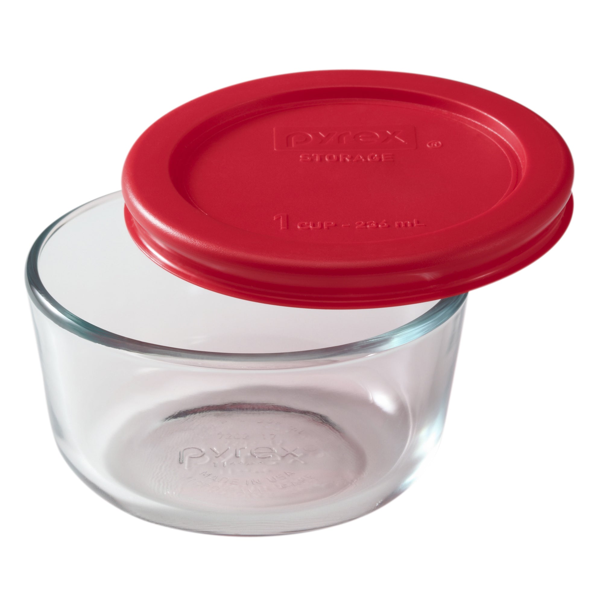 Pyrex Glass Round Container - Red (236mL)