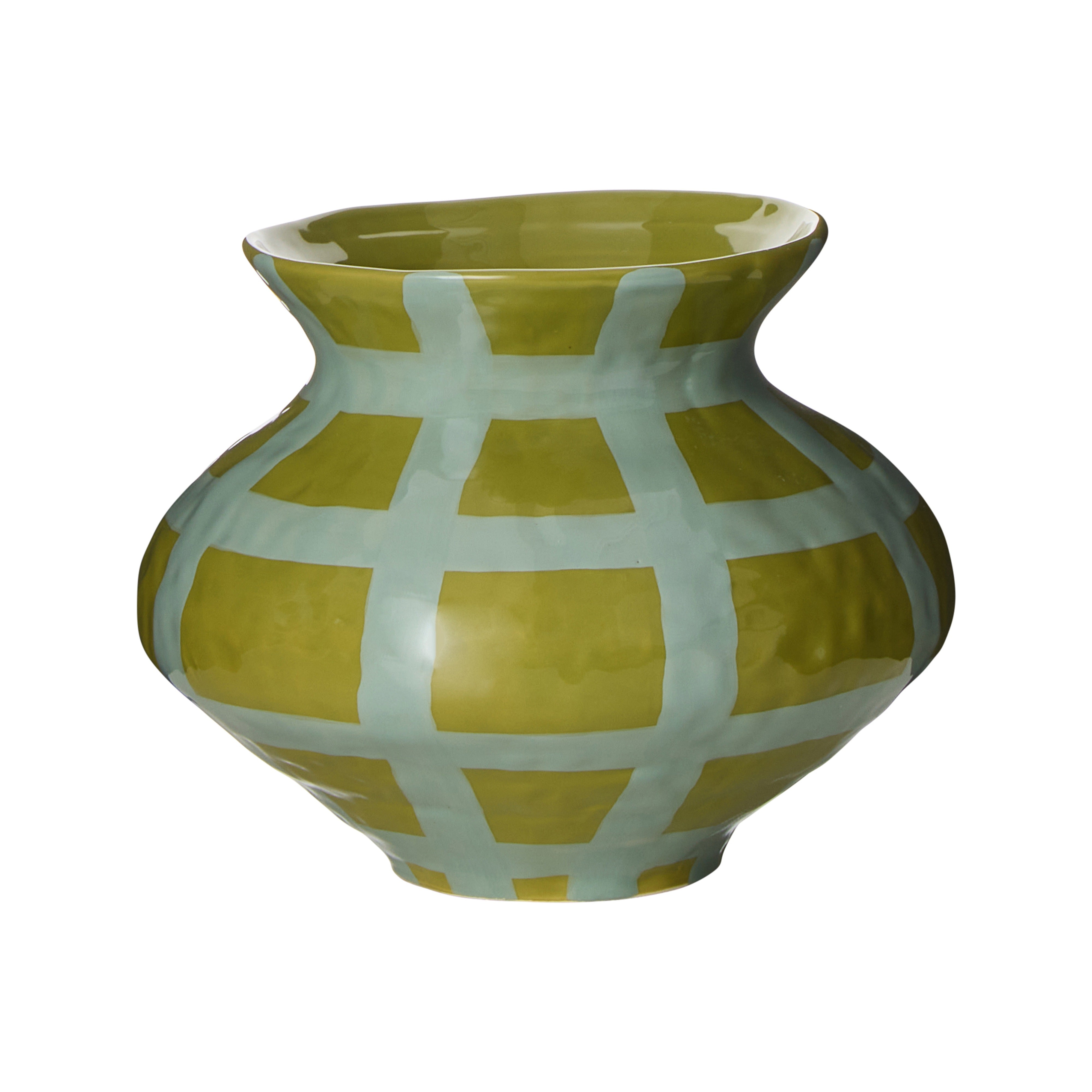 Amalfi Eden Check Vase Blue Check