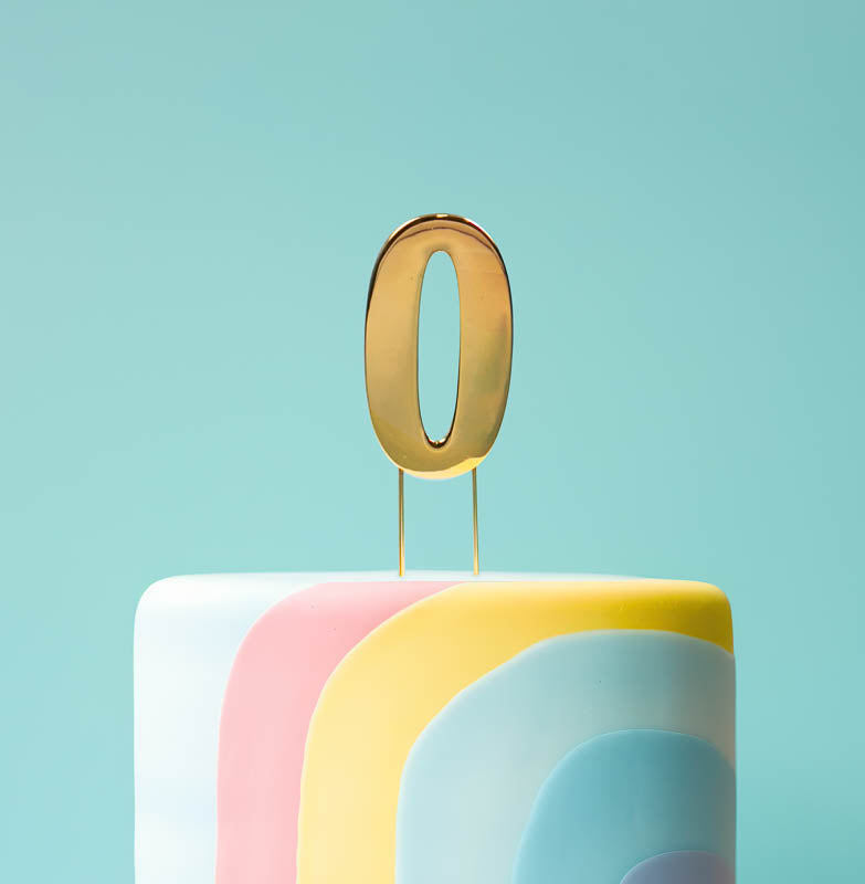 Cake & Candle Bold Cake Topper Number 0 Gold
