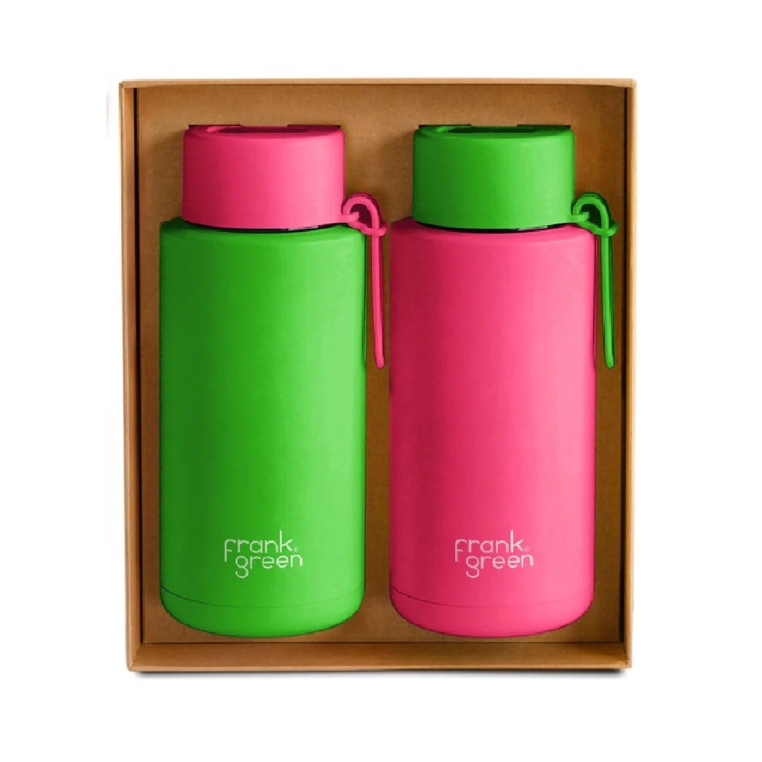 frank green Iconic Duo Gift Set 34oz/1L - Neon Pink & Neon Green