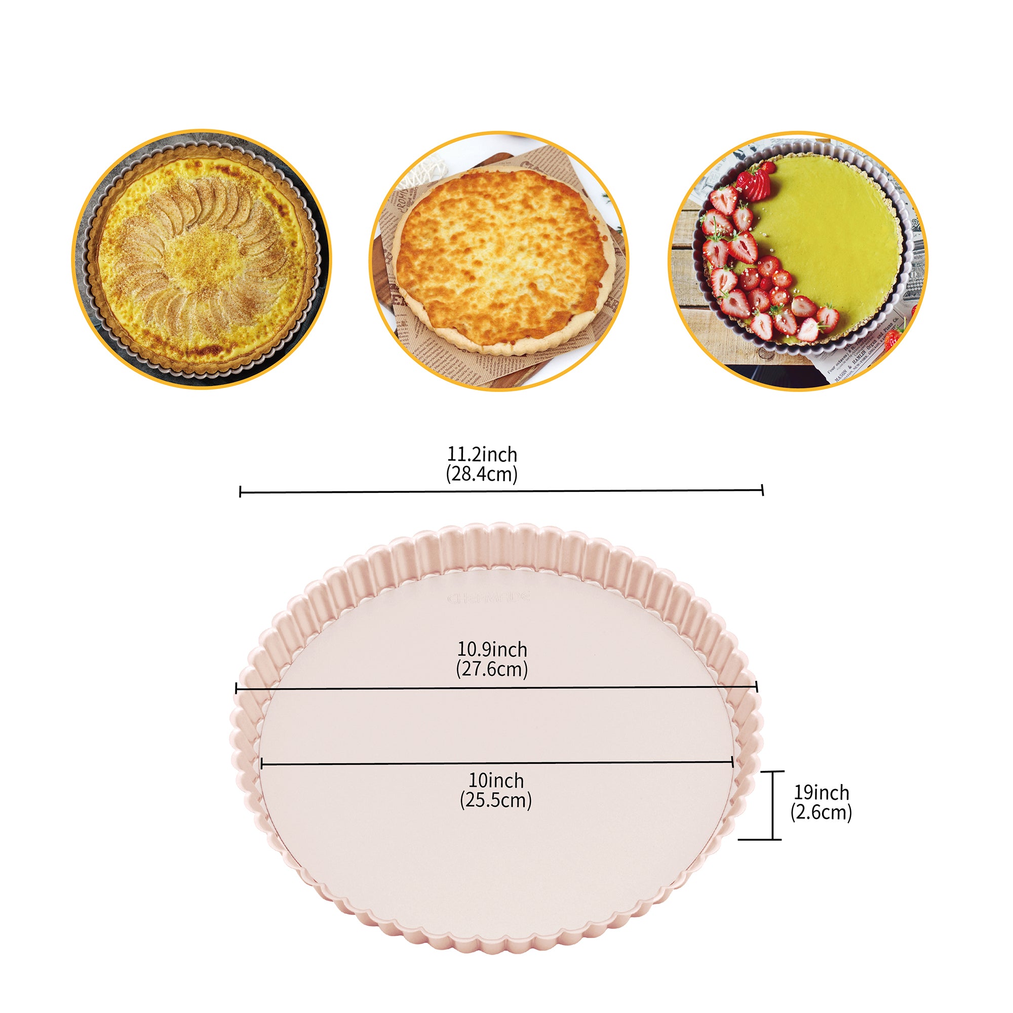 CHEFMADE Round Tart & Quiche Pan with Loose Base 28cm (WK9825)