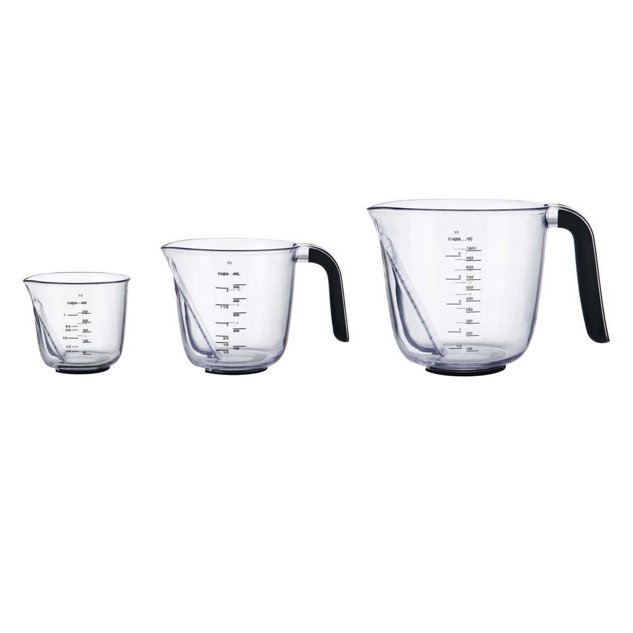 KitchenAid 3 Piece Angled Measuring Jug Set (Black)