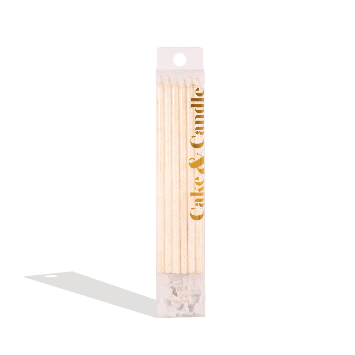 Cake & Candle Glitter Cake Candles White 12 Pack