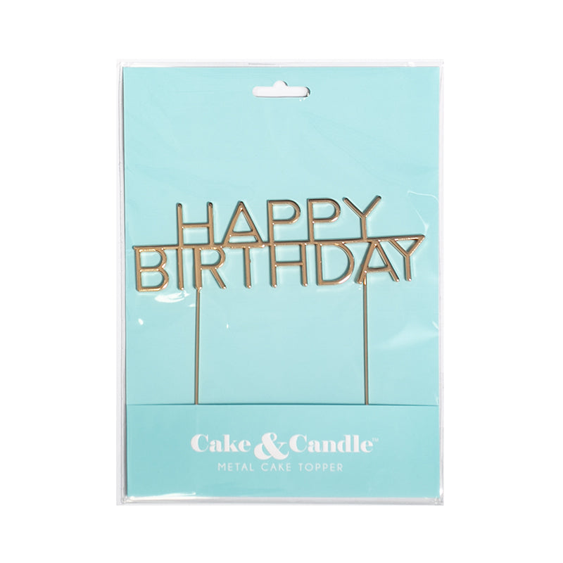 Cake & Candle Metal Cake Topper Caps Happy Birthday Rose Gold
