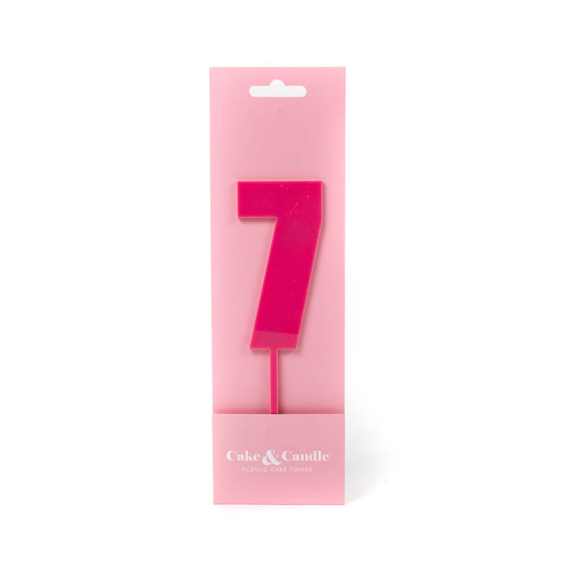 Cake & Candle Mega Number 7 Cake Topper Pink