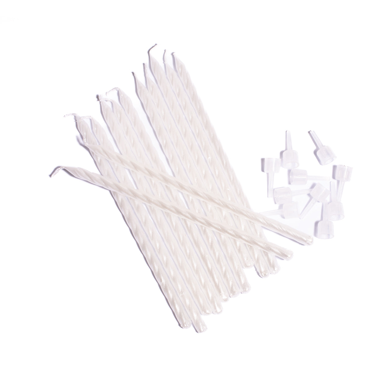 Cake & Candle Spiral Cake Candles Pearlised White 12 Pack