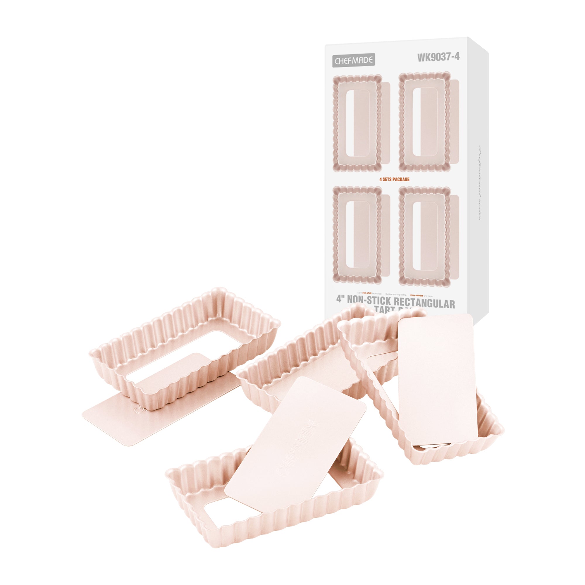 CHEFMADE Mini Rectangular Tart Pan with Loose Base Set of 4 (WK9037-4)