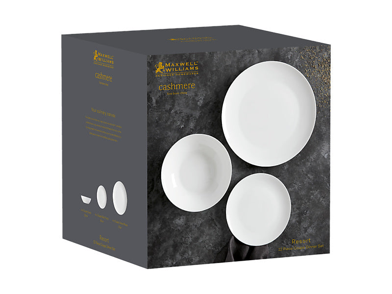 Maxwell & Williams Cashmere Resort Coupe Dinner Set White 12 Piece