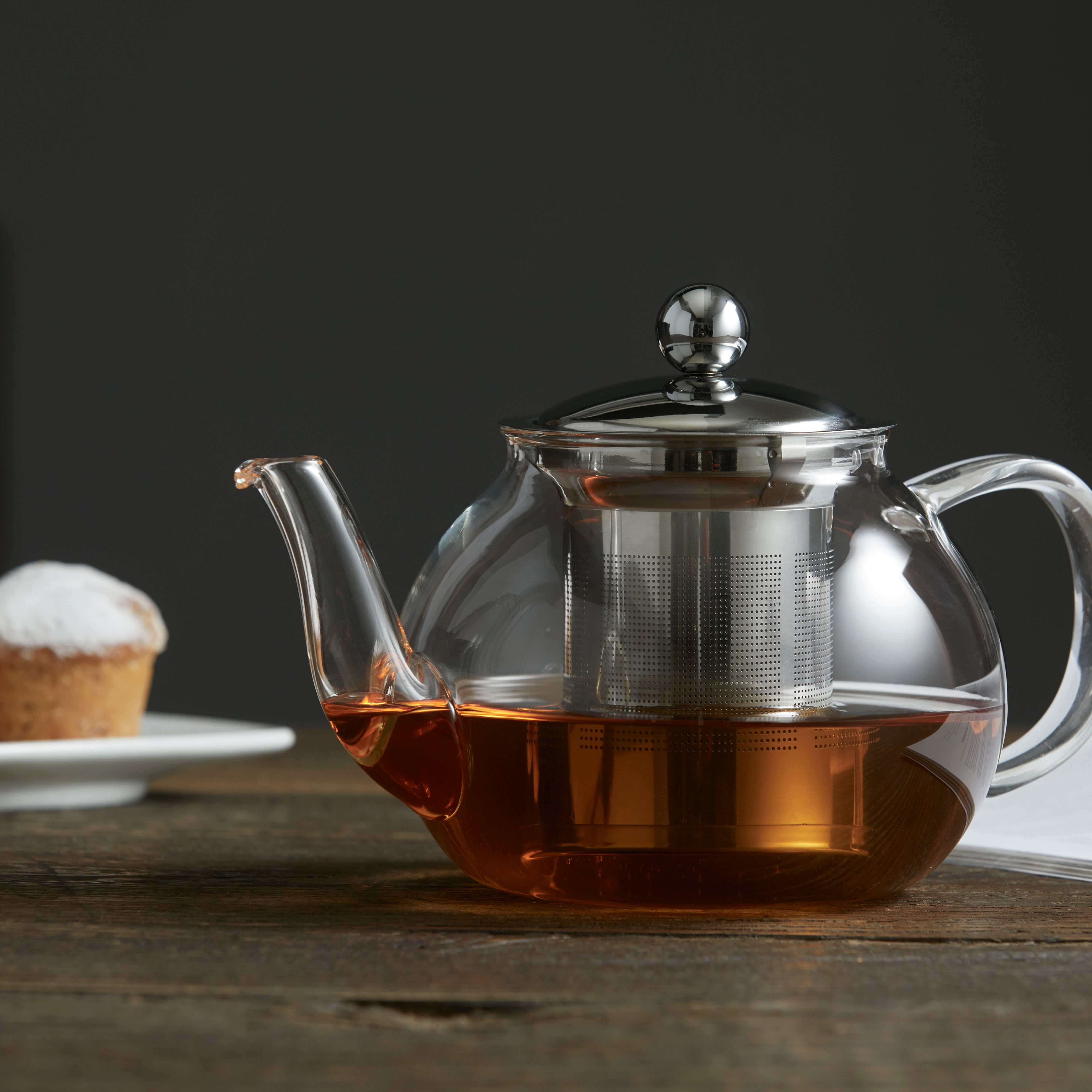 Leaf & Bean Camellia Teapot with Filter 4 Cup (800ml) Clear & Stainless Steel