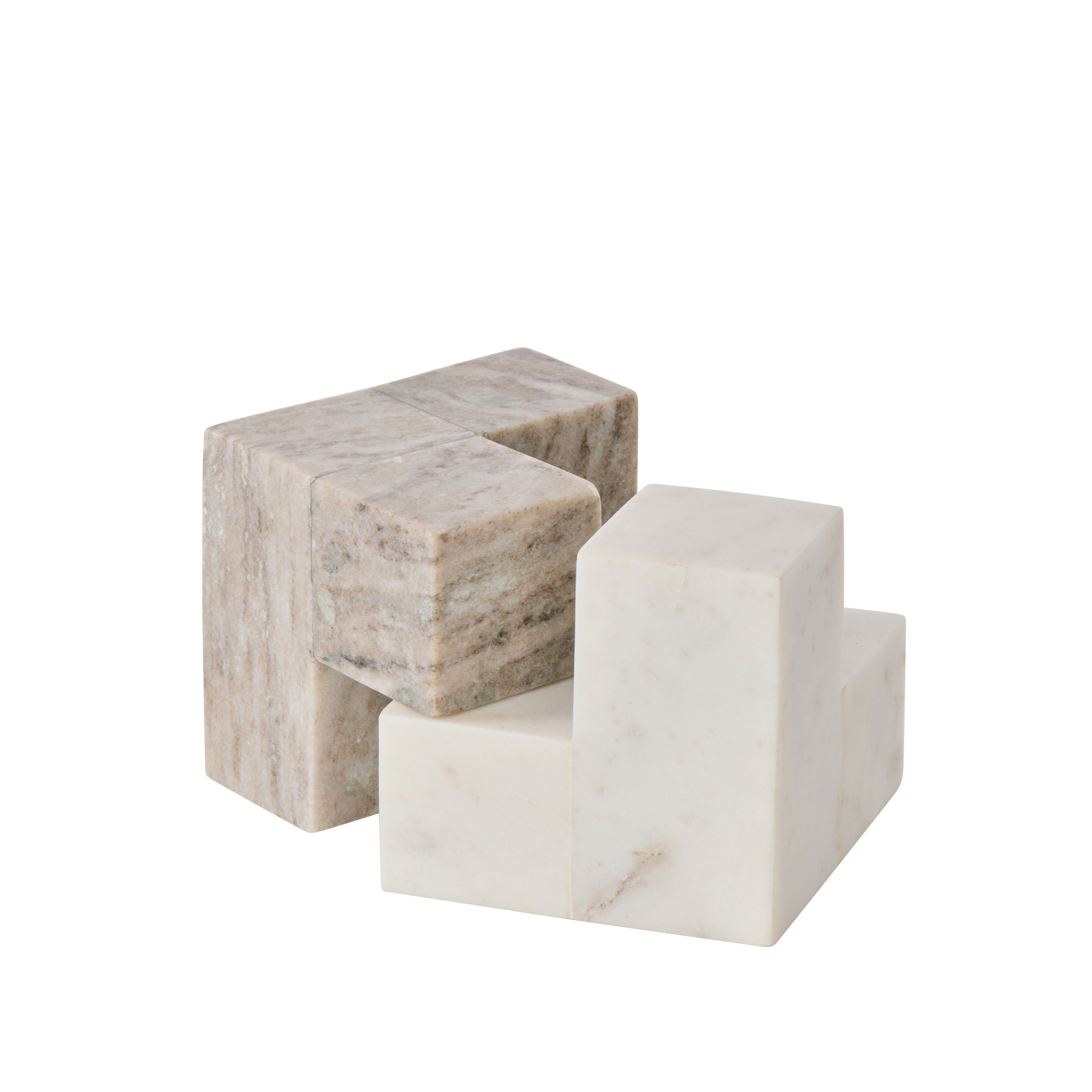 Amalfi Sachi Block Bookends 2 Piece Set White & Beige