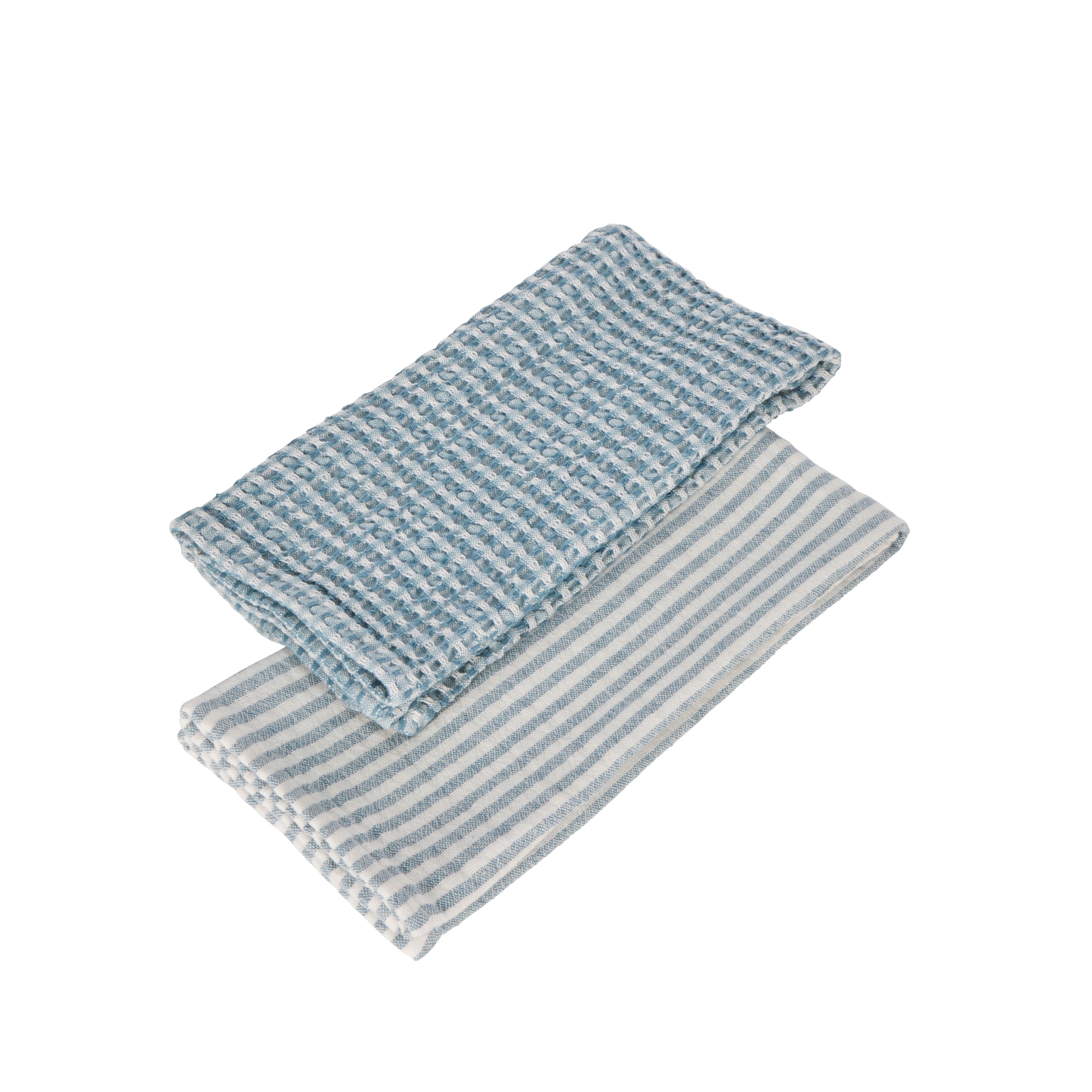 Davis & Waddell Heritage Stripe Cotton Tea Towel 2 Piece Set Blue & White
