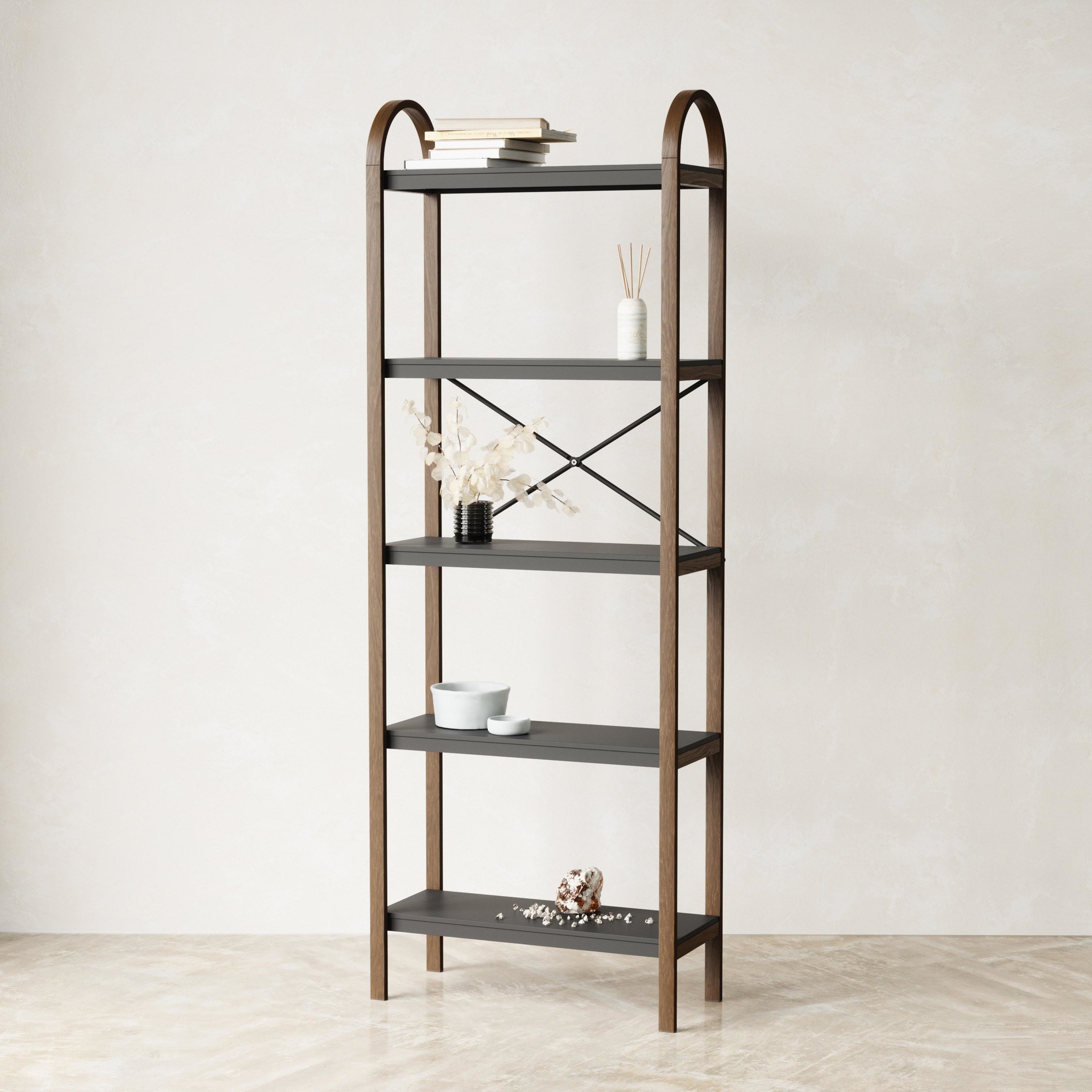Umbra Bellwood Freestanding Shelf 5 Tier Black & Walnut