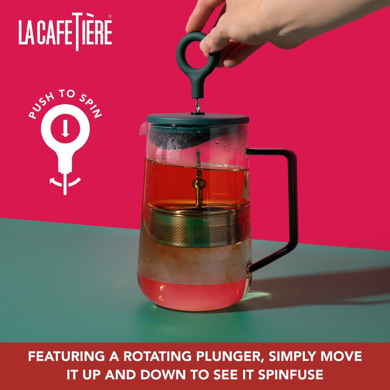 La Cafetière Gyro Glass Spinning Tea Infuser 4 Cup / 1.25L (Green)