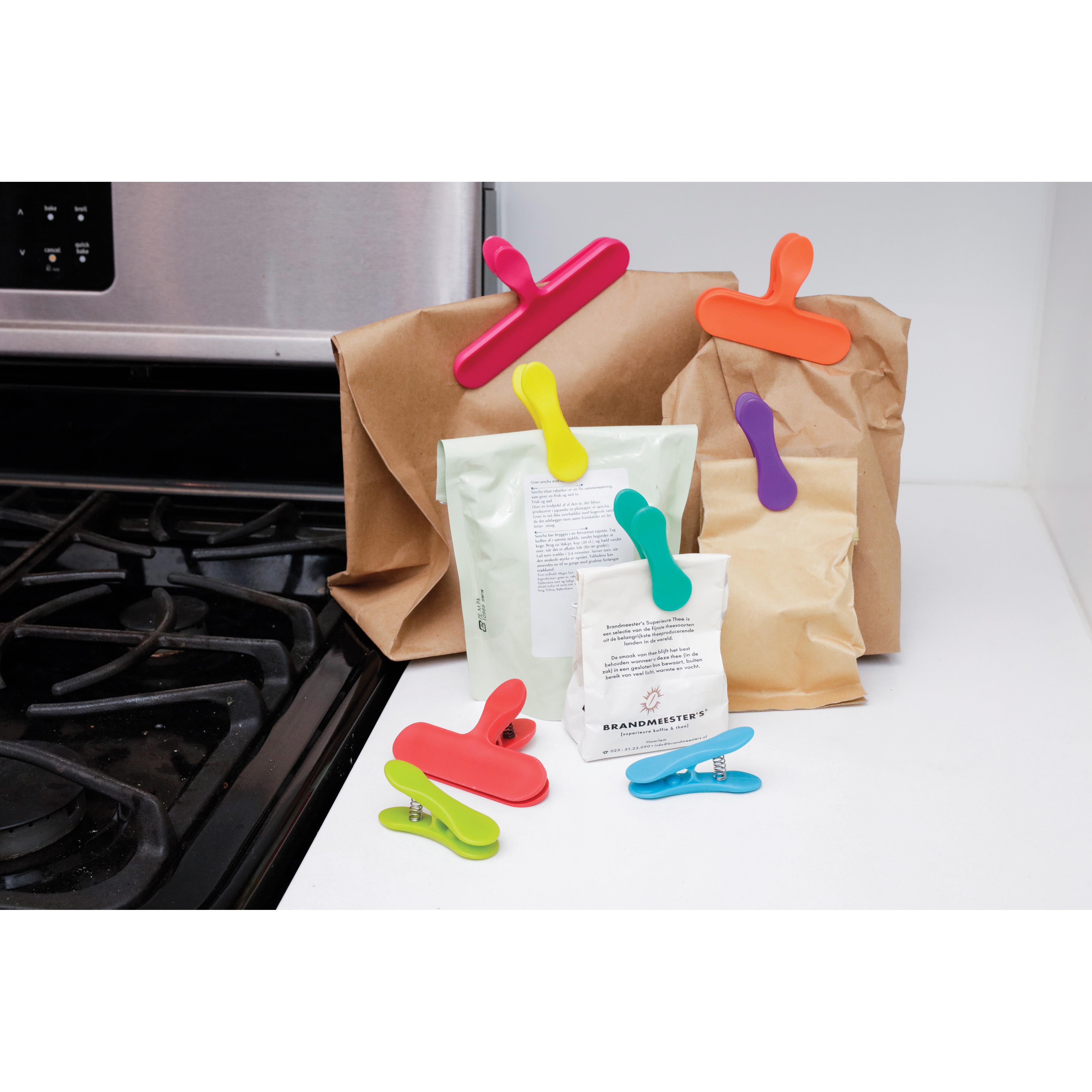 Kikkerland Rainbow Bag Clips Assorted Sizes Multi-Coloured
