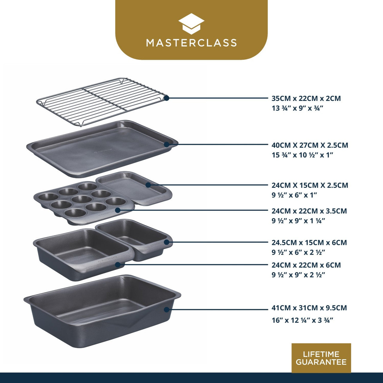 MasterCraft Smart Space Stacking Non Stick Bakeware Set 7 Piece