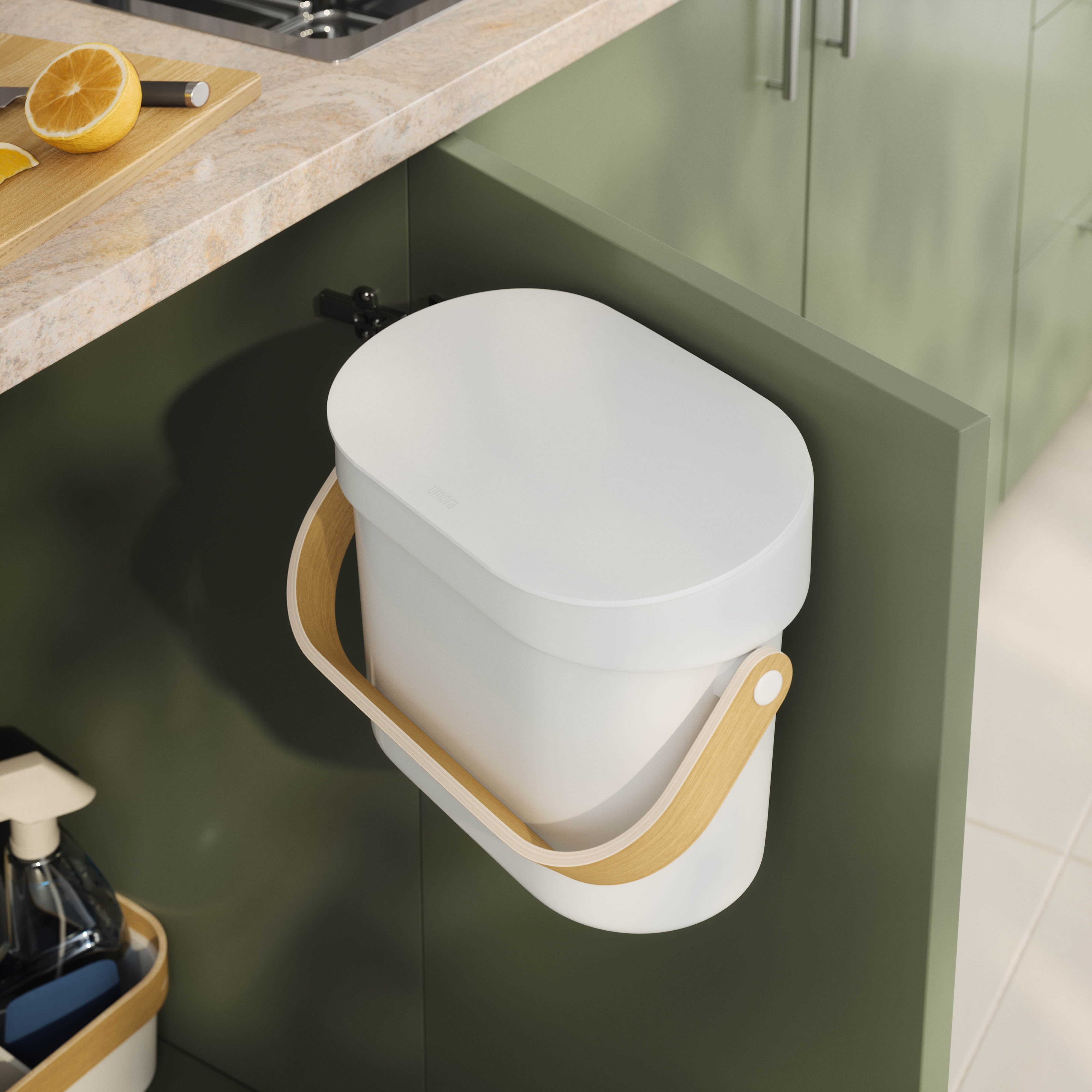 Umbra Bellwood Compost Bin White & Natural