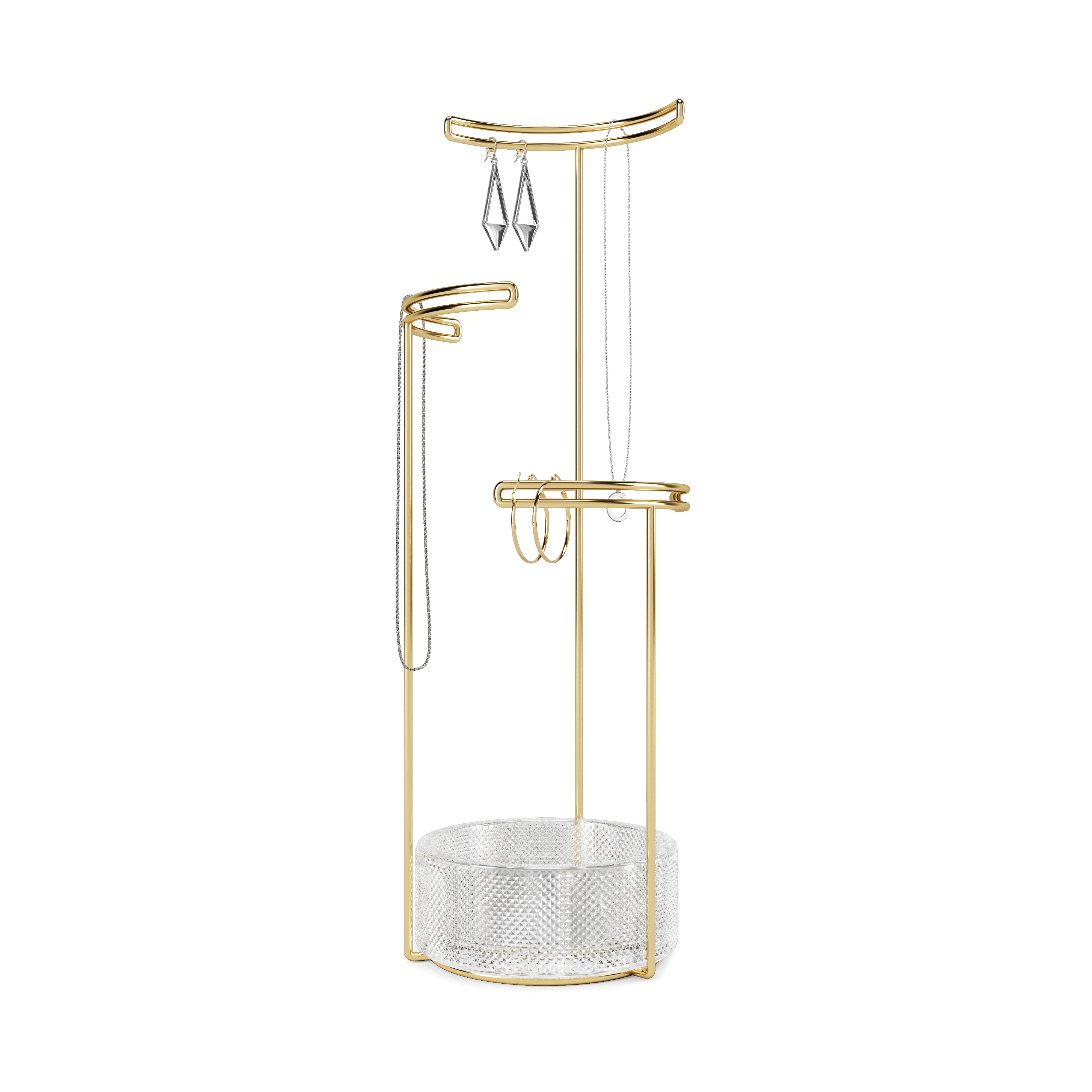 Umbra Tesora Jewellery Stand Glass & Brass