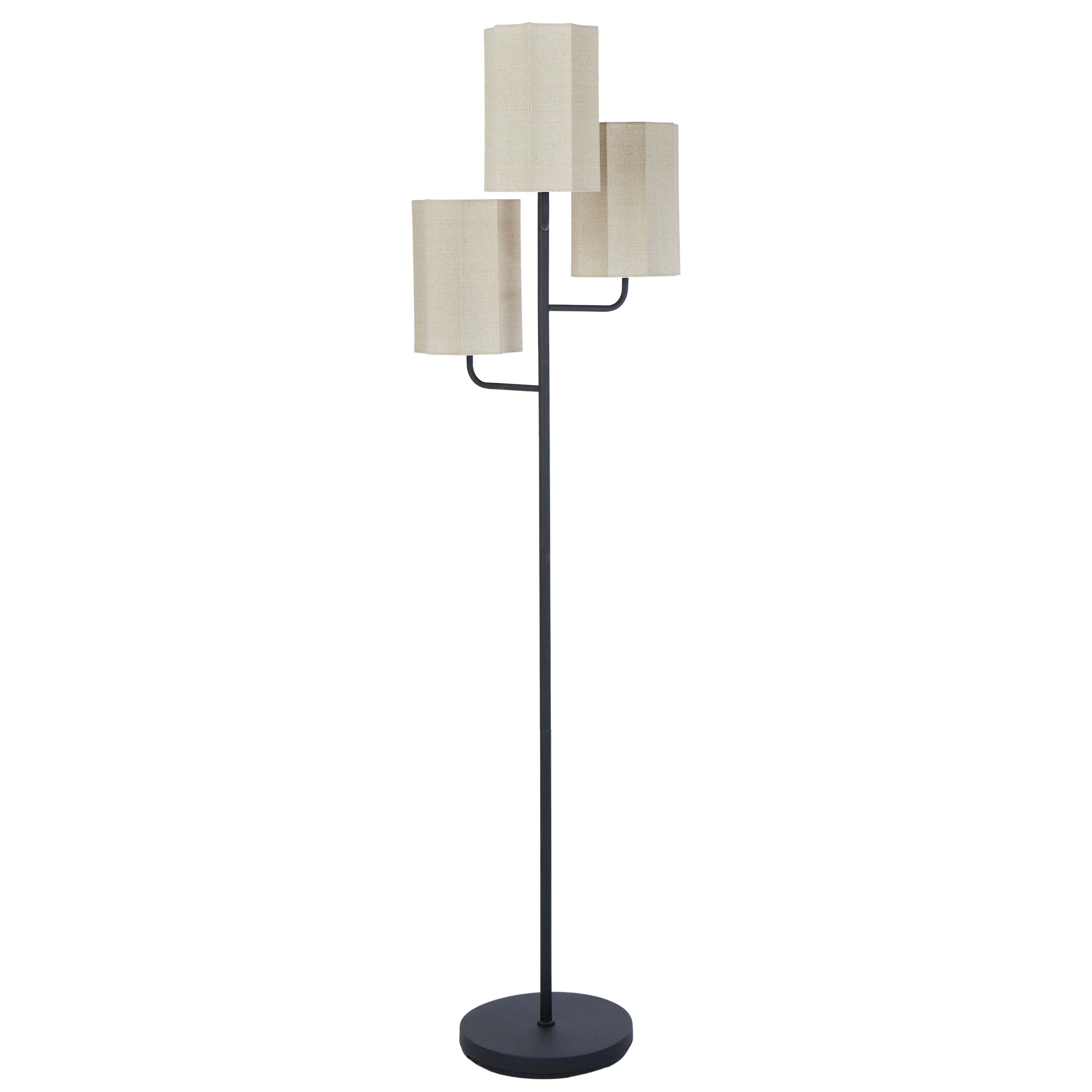 Amalfi Tiered Trio Shade Floor Lamp Black & Natural