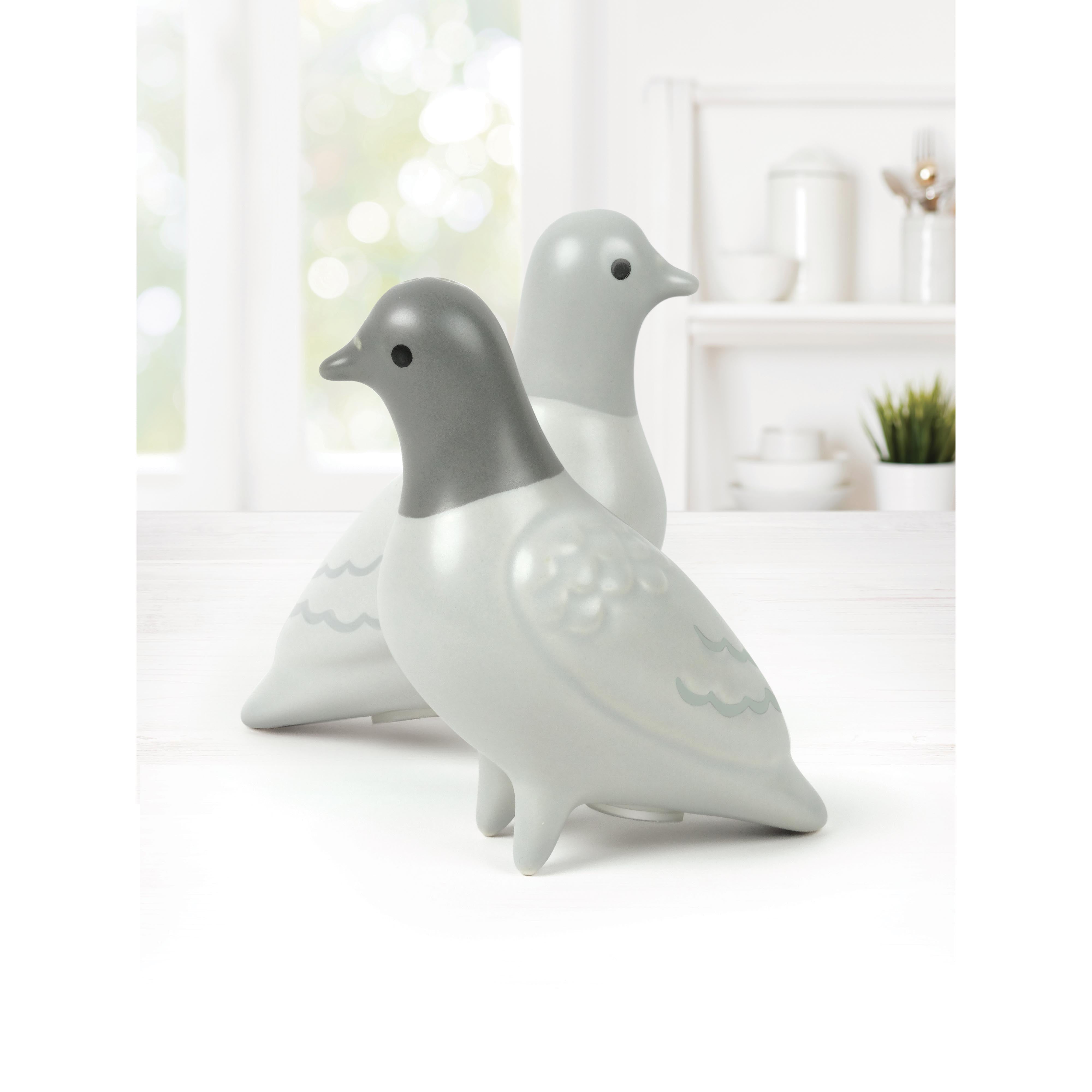 Fred Clay Pigeons Salt & Pepper Shakers-2 Piece Set Grey