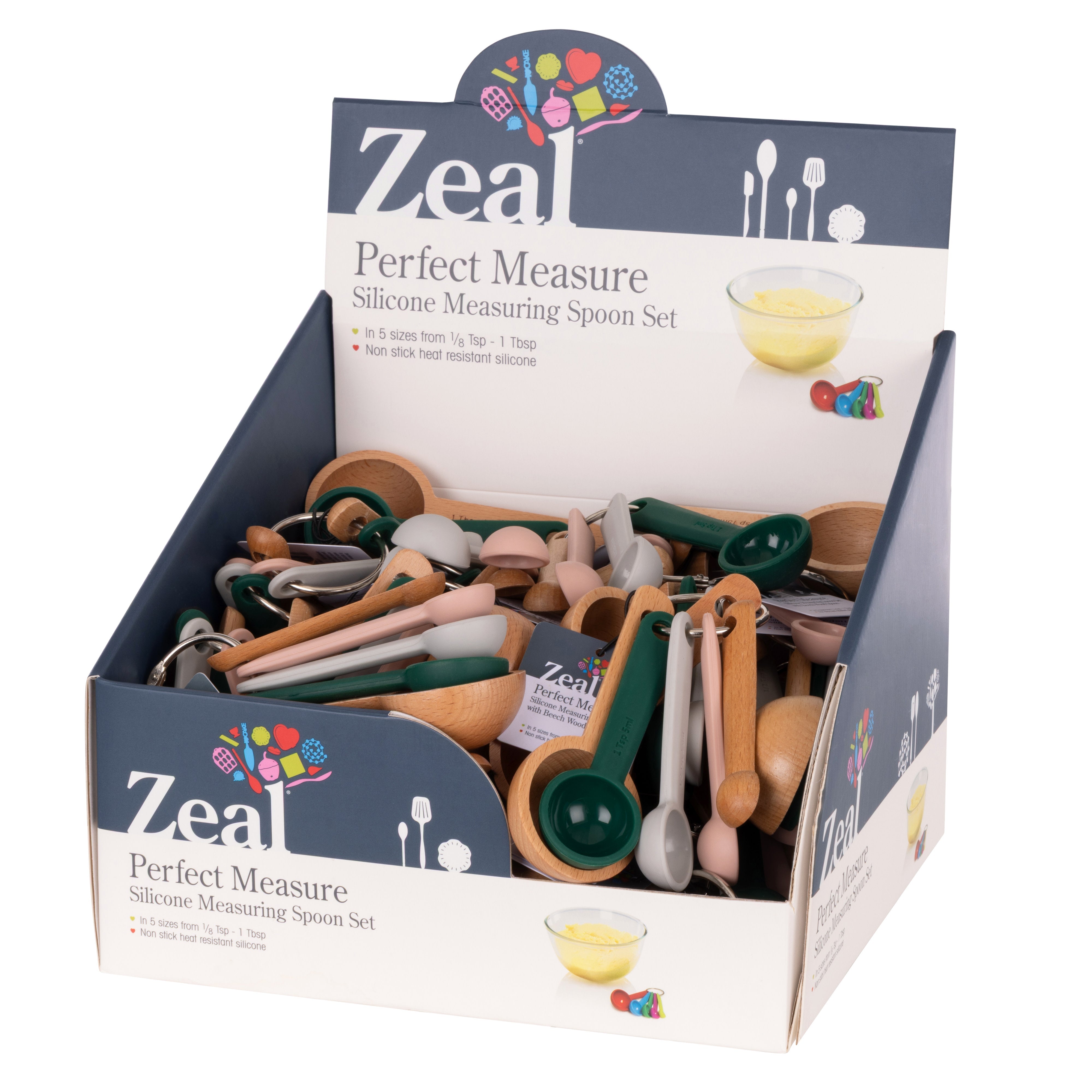 Zeal Silicone & Wood Measuring Spoons 5 Piece Set Forest