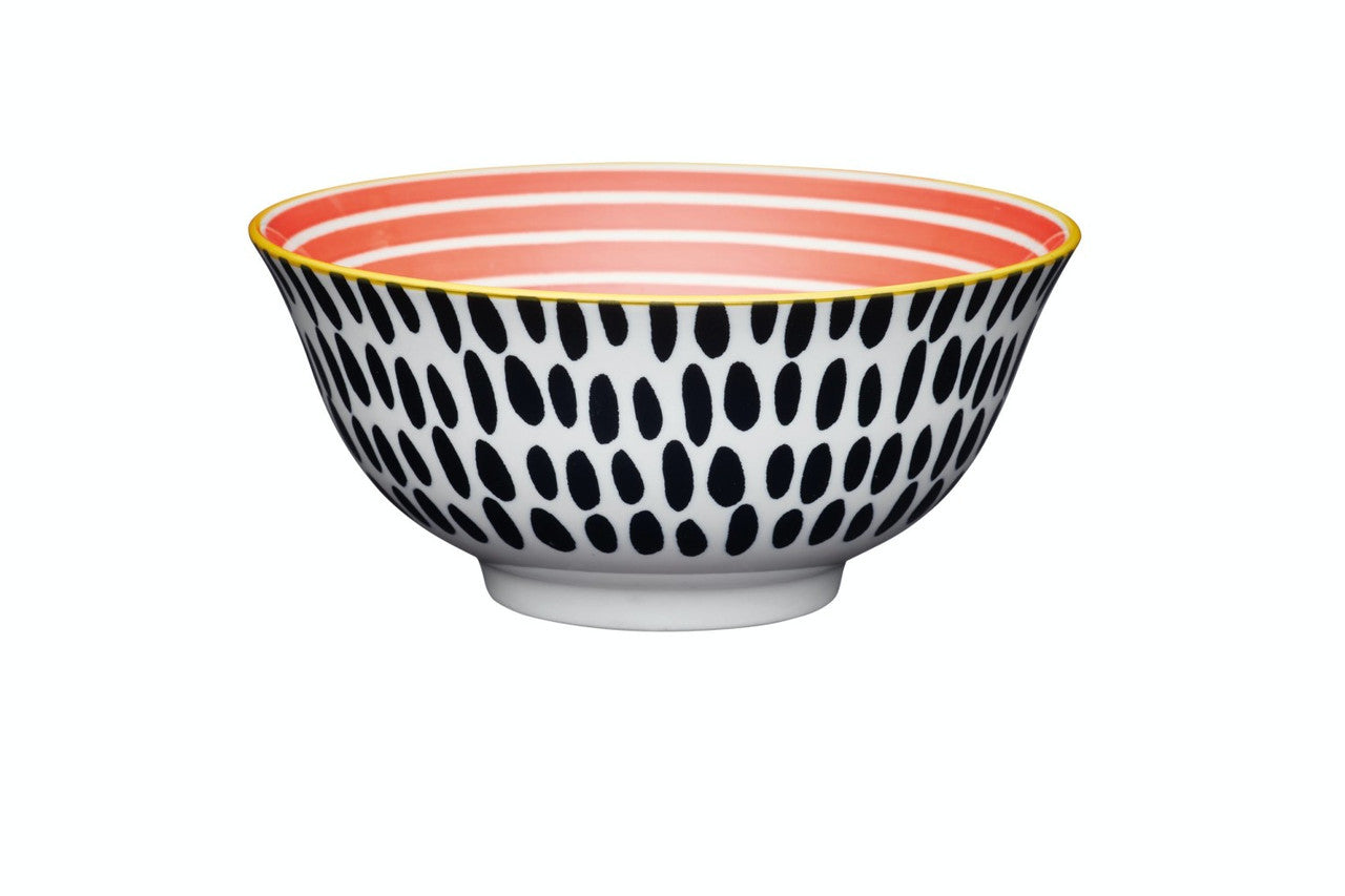 Mikasa Glazed Stoneware Bowl 15.5cm (Red Swirl)