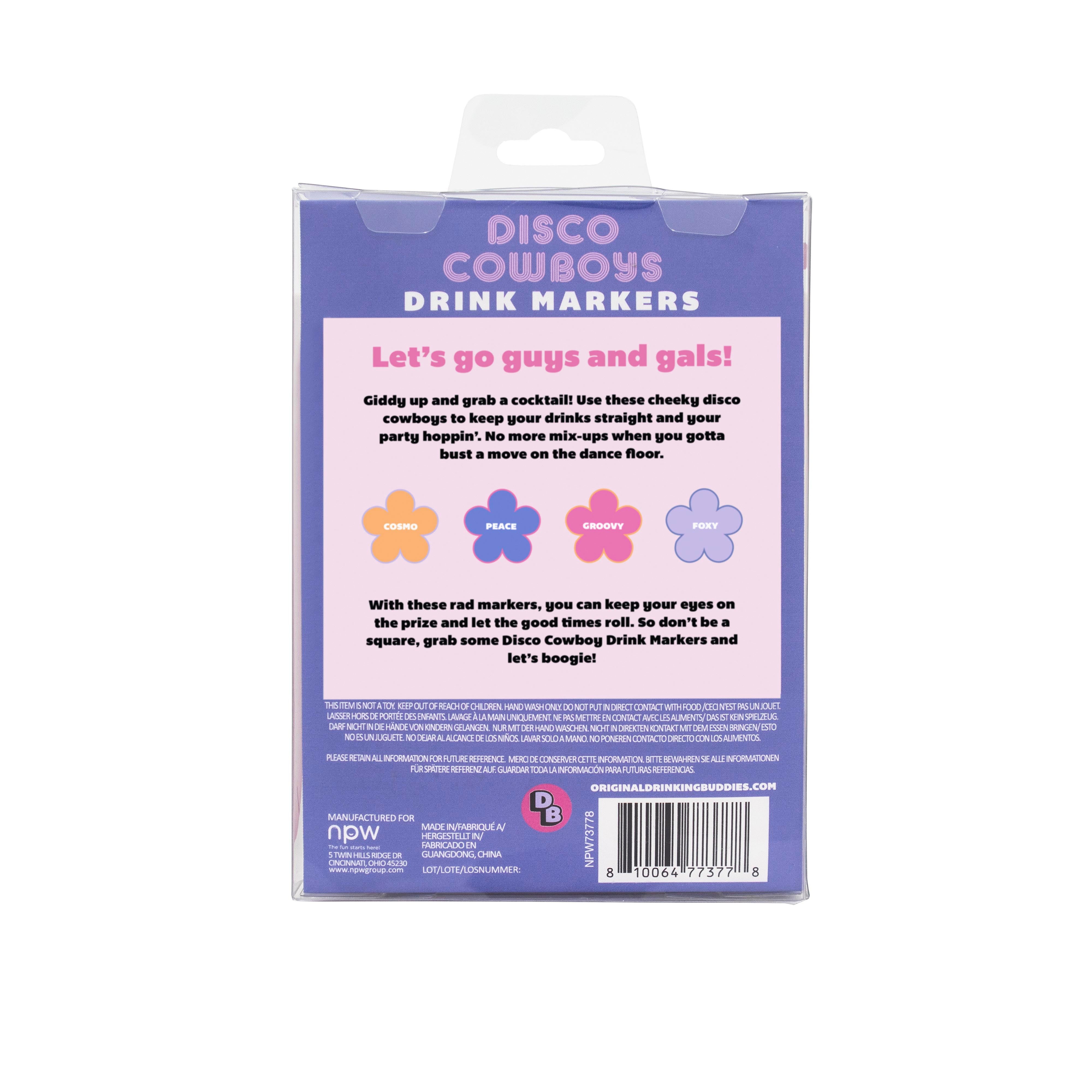Drinking Buddies Disco Cowboy Drink Markers 4 Piece Set