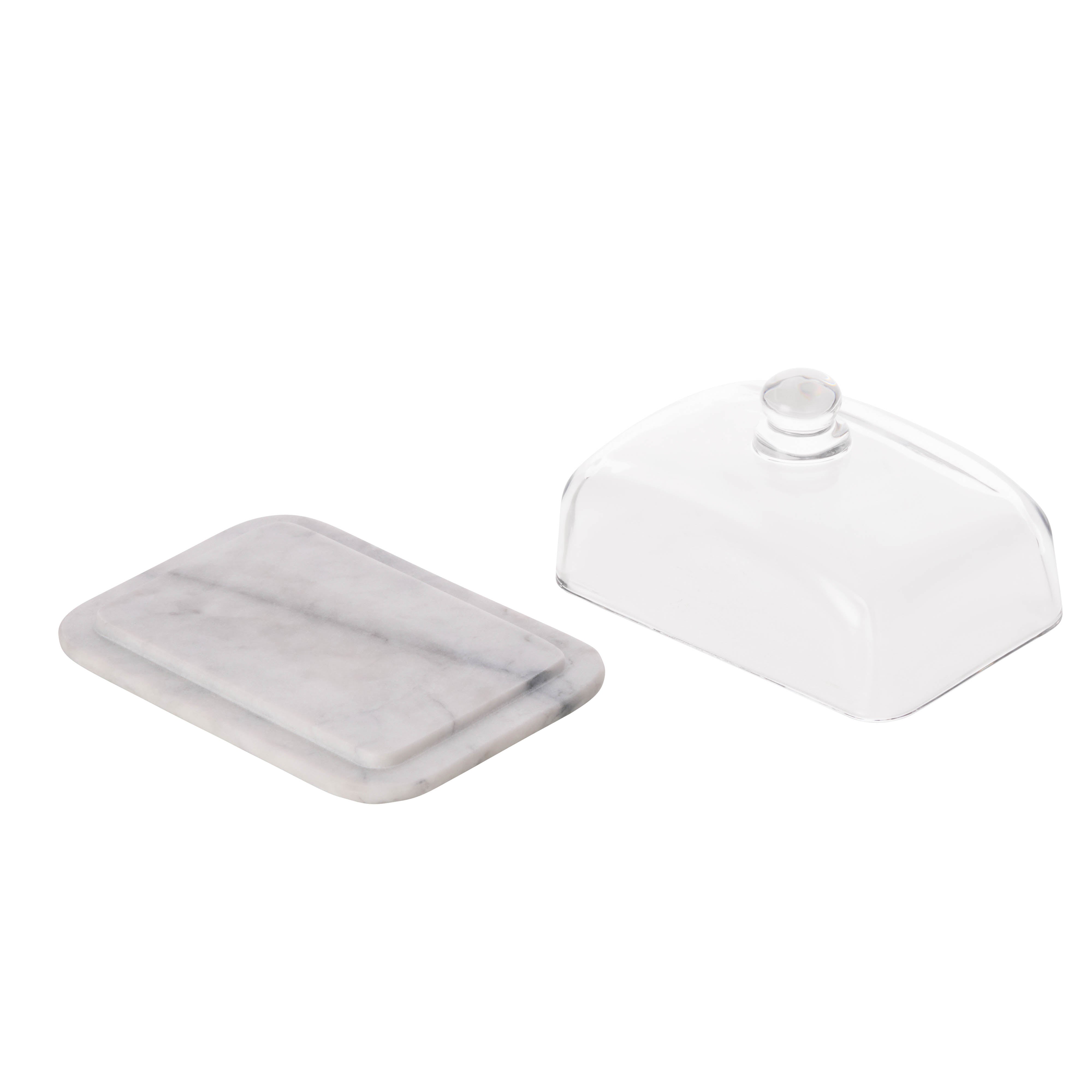 Davis & Waddell Nuvolo Marble Butter Dish White Grey
