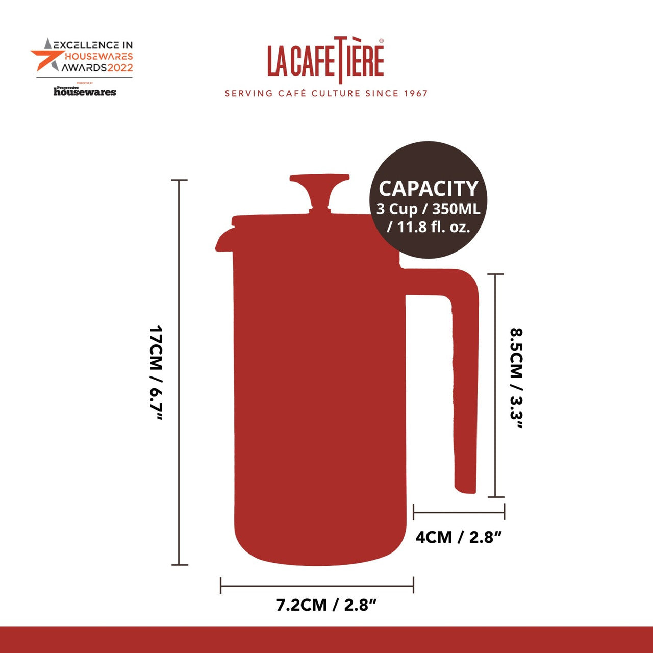 La Cafetière Pisa Stainless Steel Cafetière 3 Cup / 350ml (Latte)