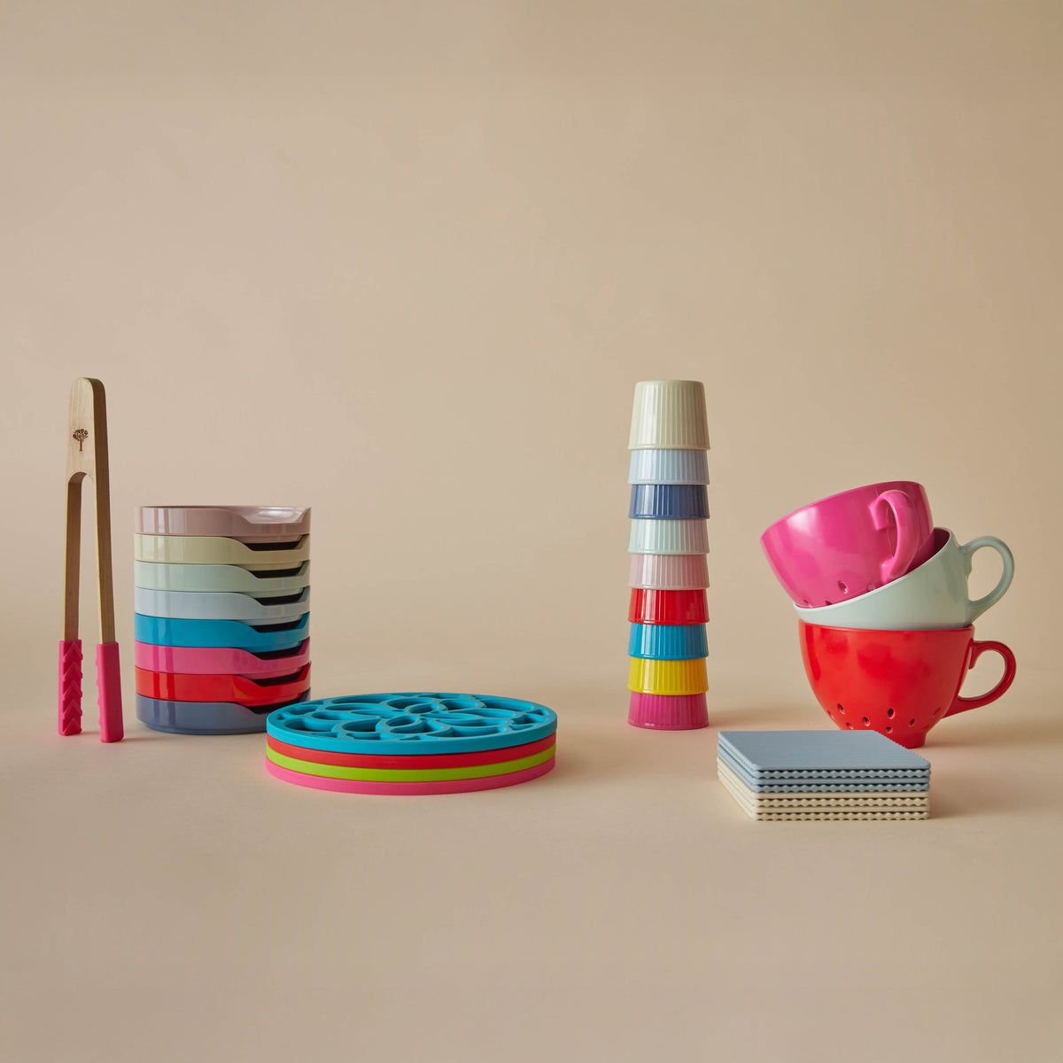 Zeal Silicone Square Coasters Duck Egg Blue 4 Piece Set