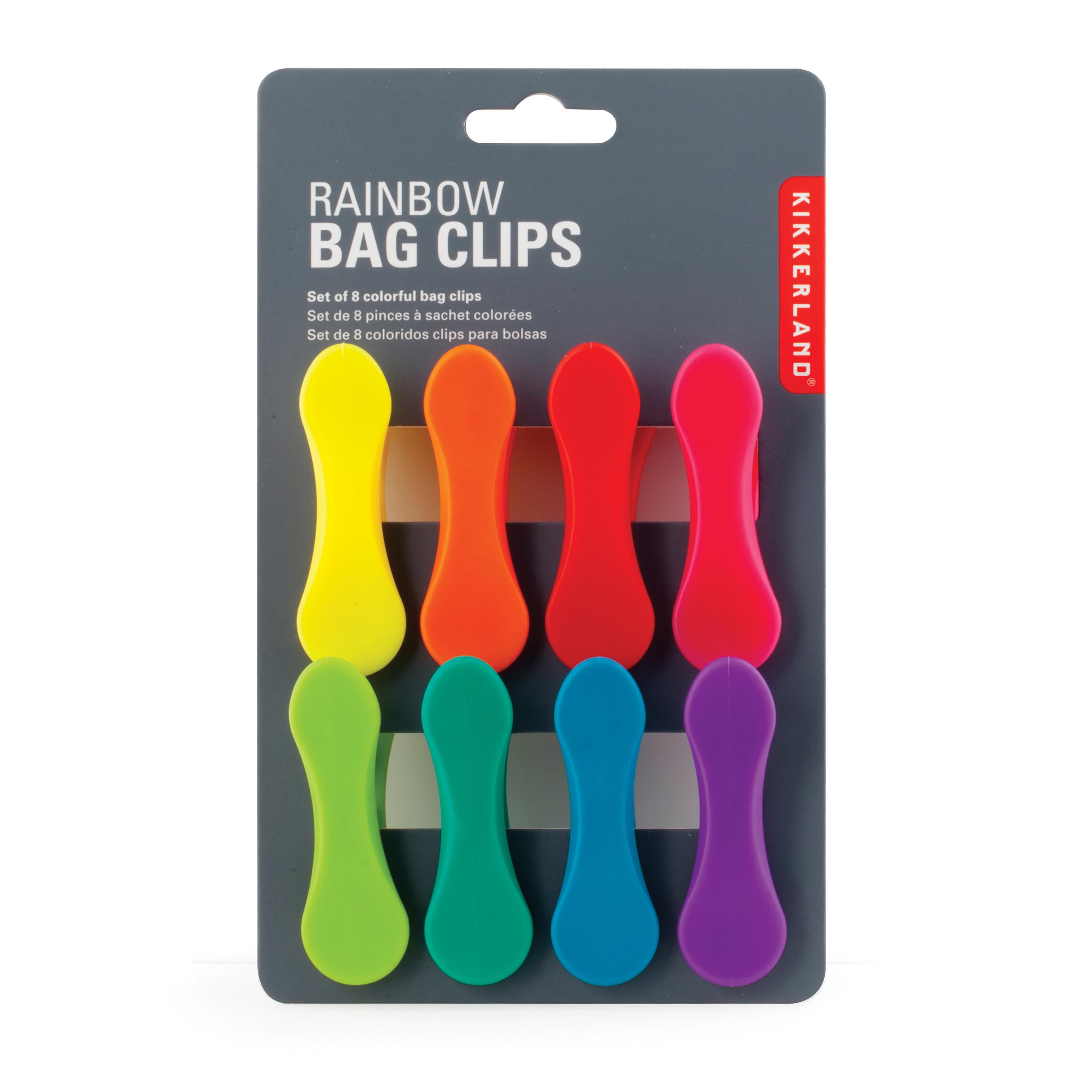 Kikkerland Rainbow Bag Clips 8 Piece Set Multi-Coloured
