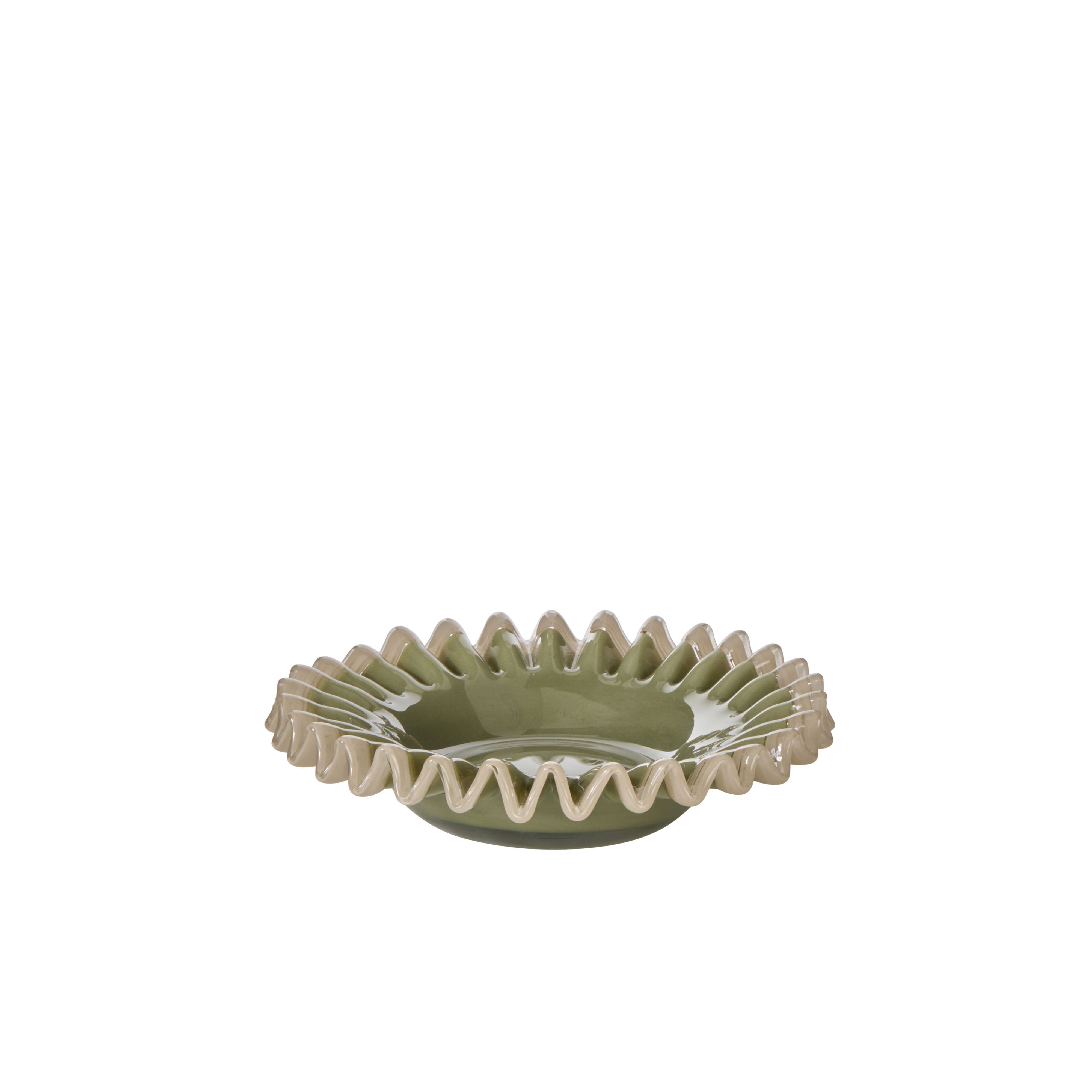 Amalfi Sigrid Frill Dish Small Green & Grey