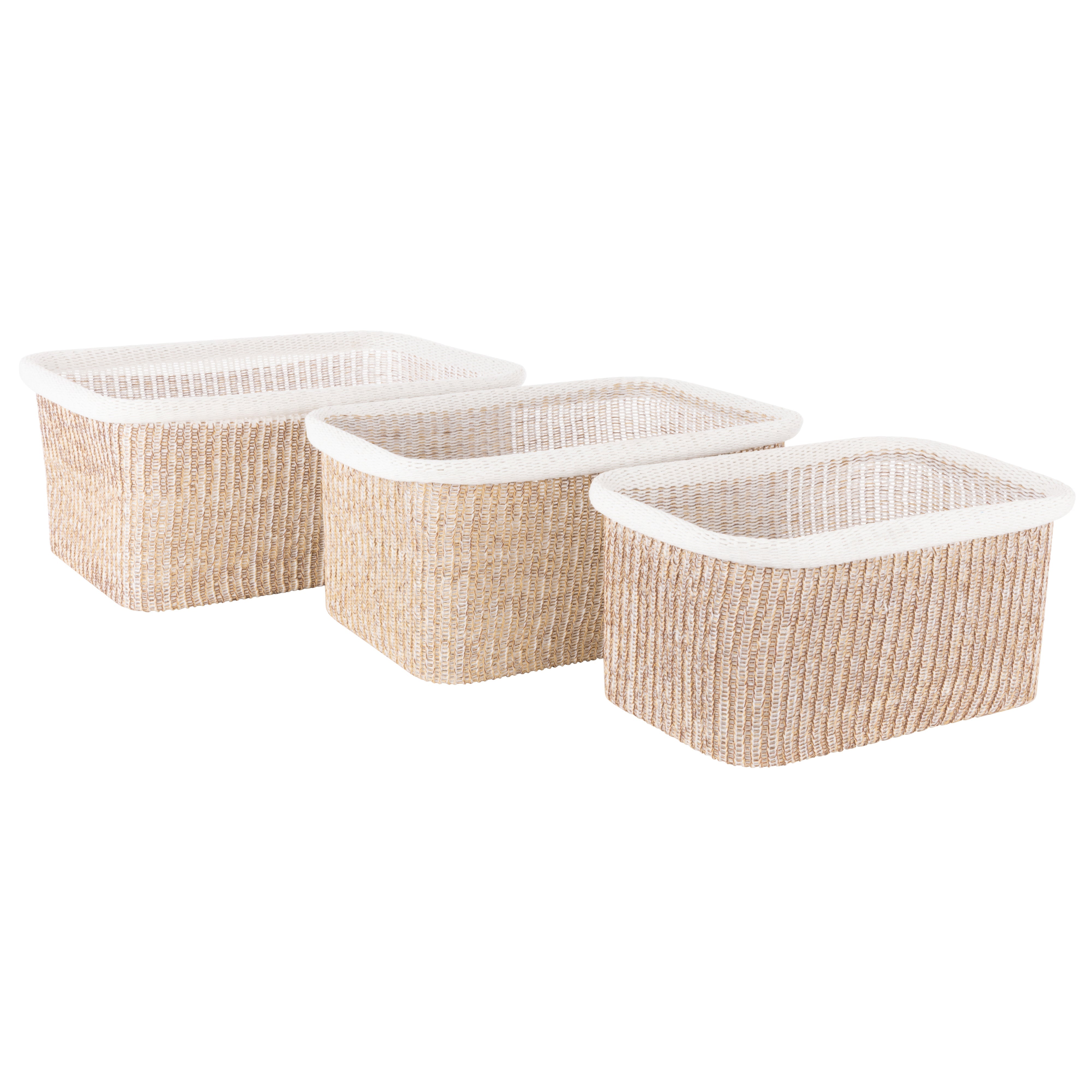 Amalfi Arlow Collection Basket 3 Piece Set Natural & White