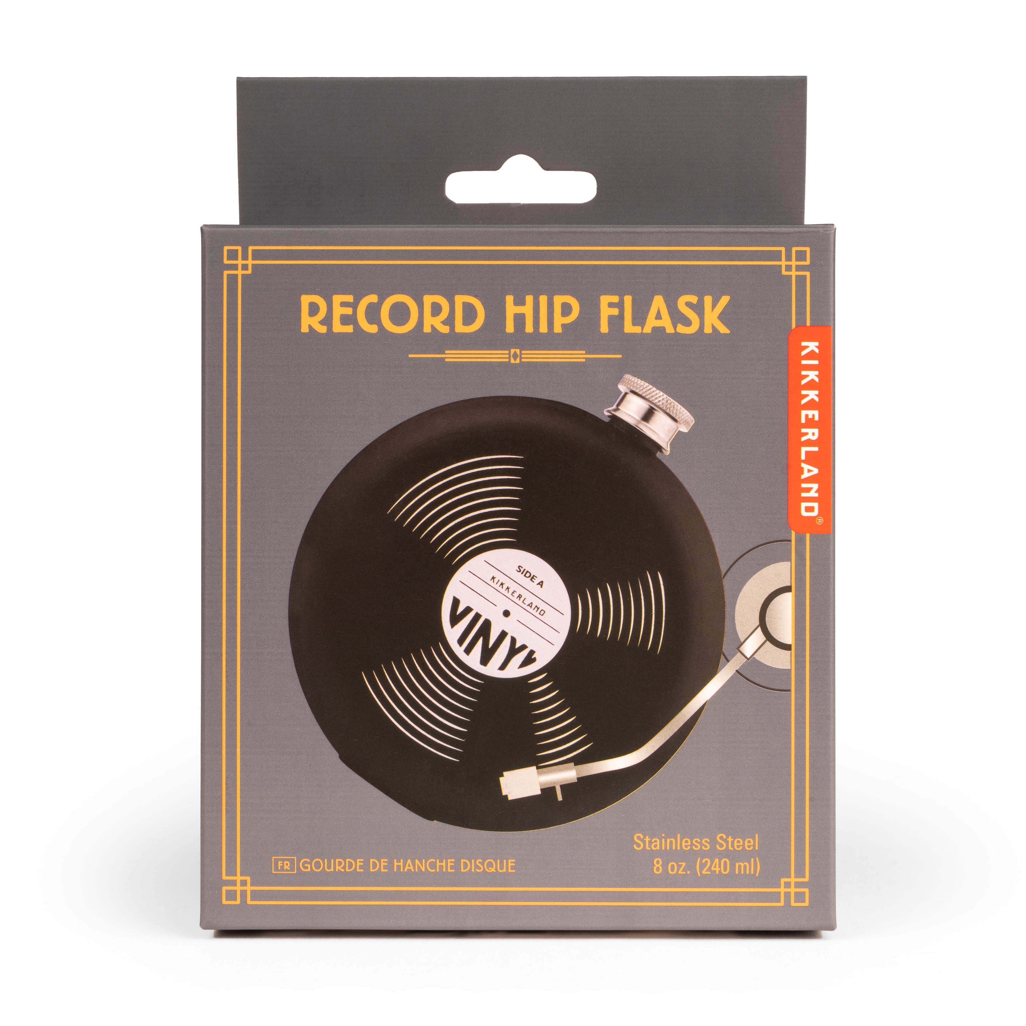 Kikkerland Record Hip Flask Black