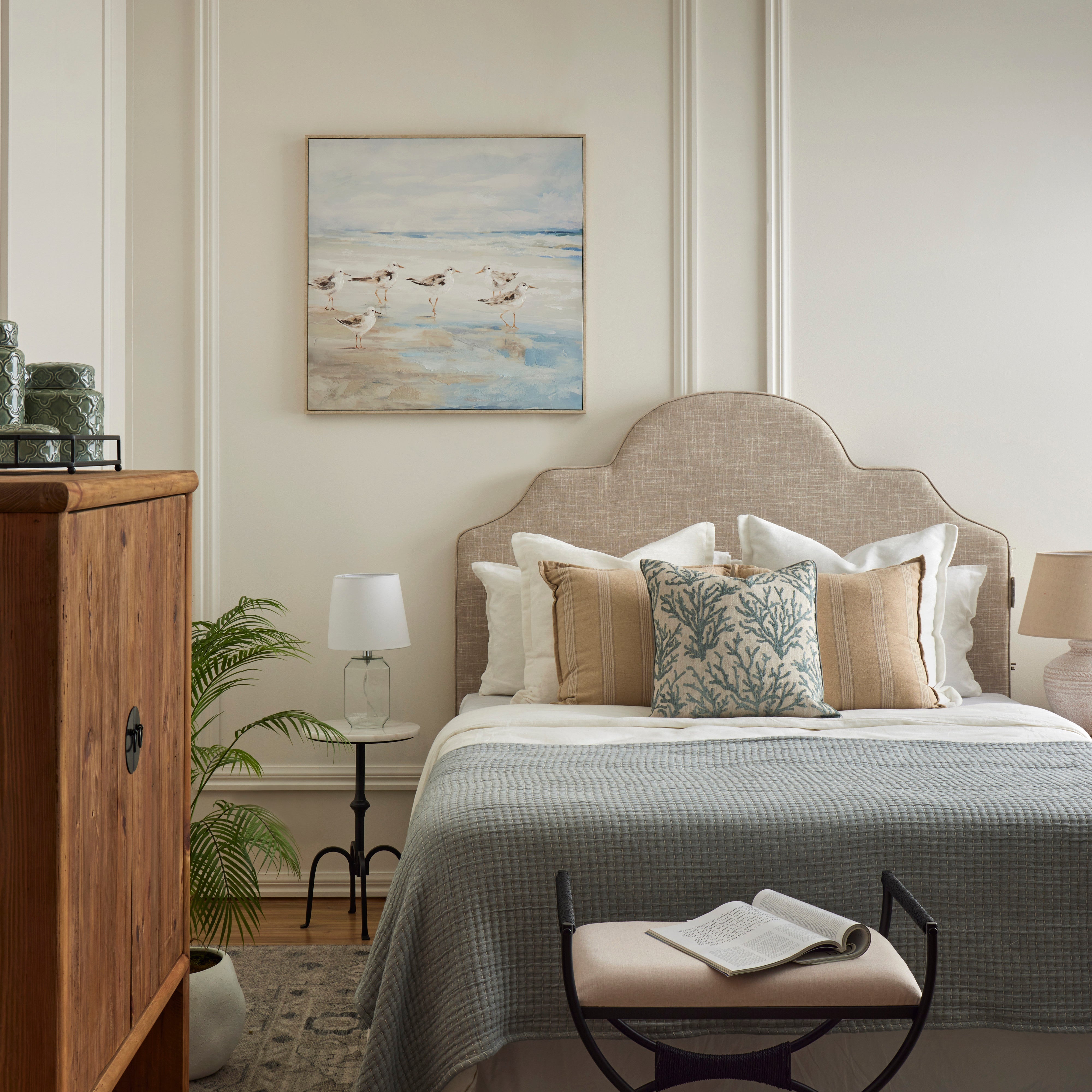 Amalfi Cove Linen Cushion White