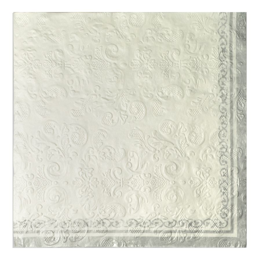 Assemble Embossed 20pk 3 Ply Napkin Silv/White