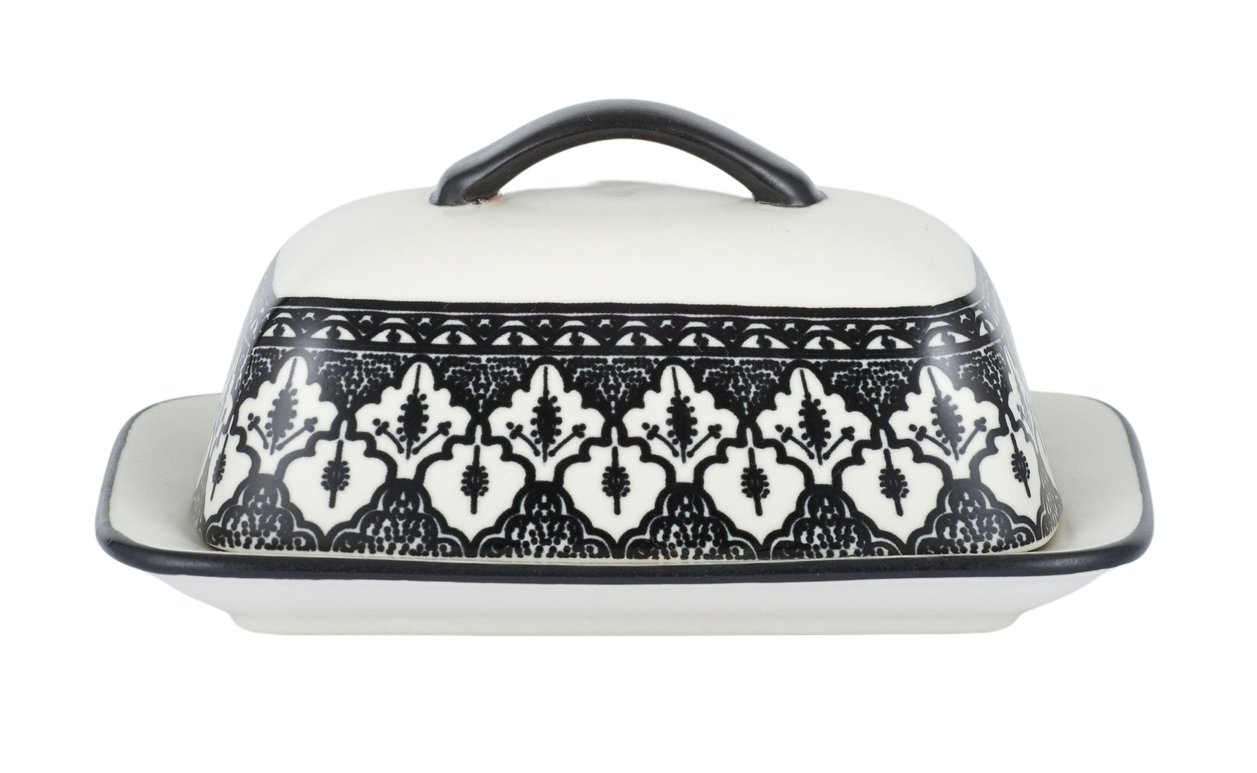 Assemble Aleah Ceramic Butter Dish Bk/White