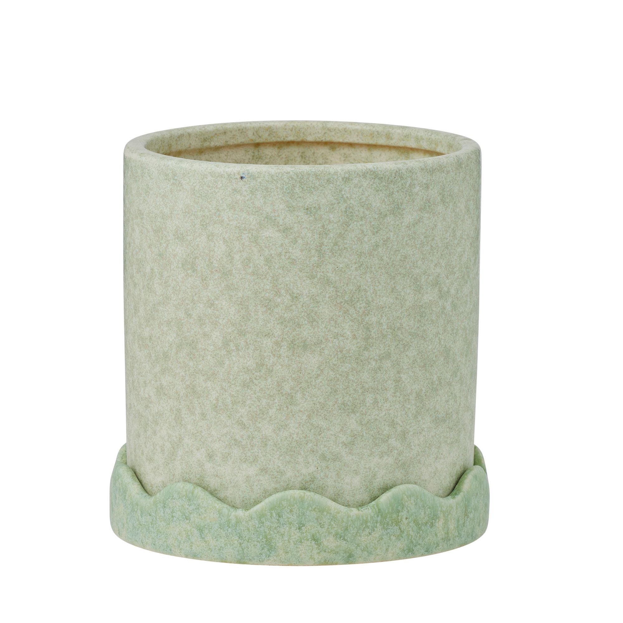 Life Botanic Macy Ceramic Pot with Saucer 16.5x18cm Seafoam
