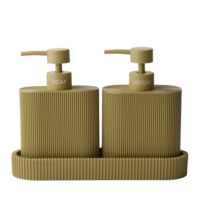 Elemental Sid Set of 2 Dispenser with Tray Olive