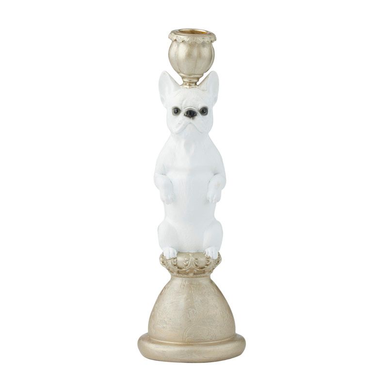 Coast To Coast Frenchie Resin C'Holder White/Gold