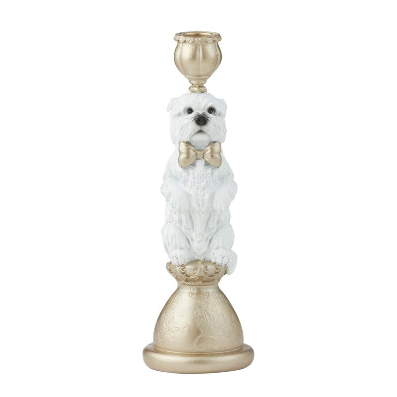 Coast To Coast Westie Resin C'Holder White/Gold