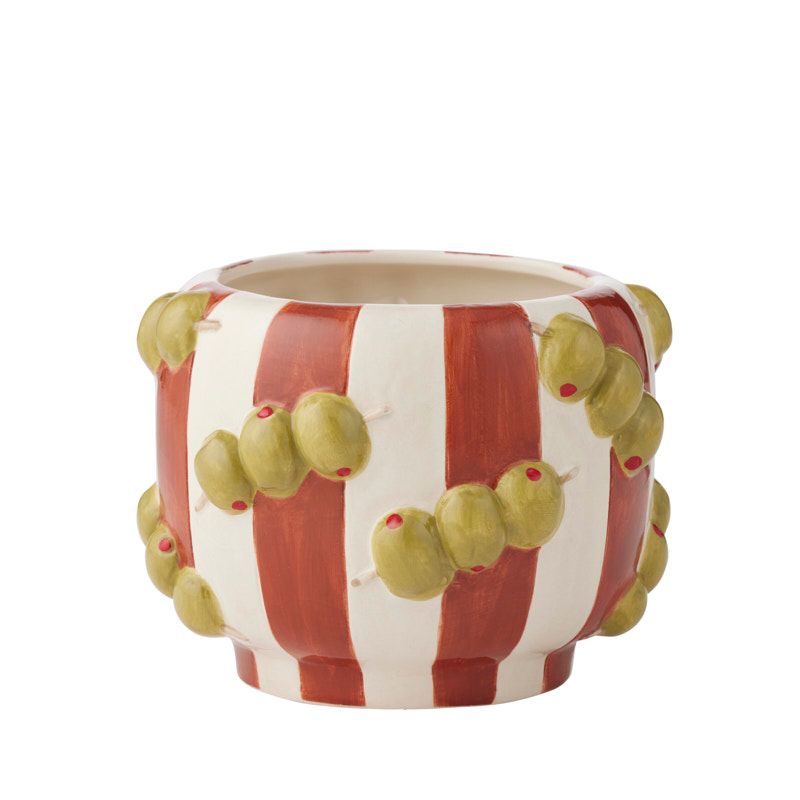 Assemble Oliva Ceramic Pot Ivory/Brown/Olive