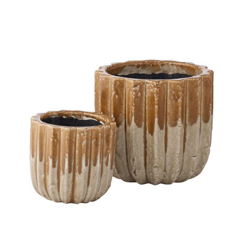 Life Botanic Davis Set of 2 Ceramic Pots Tan
