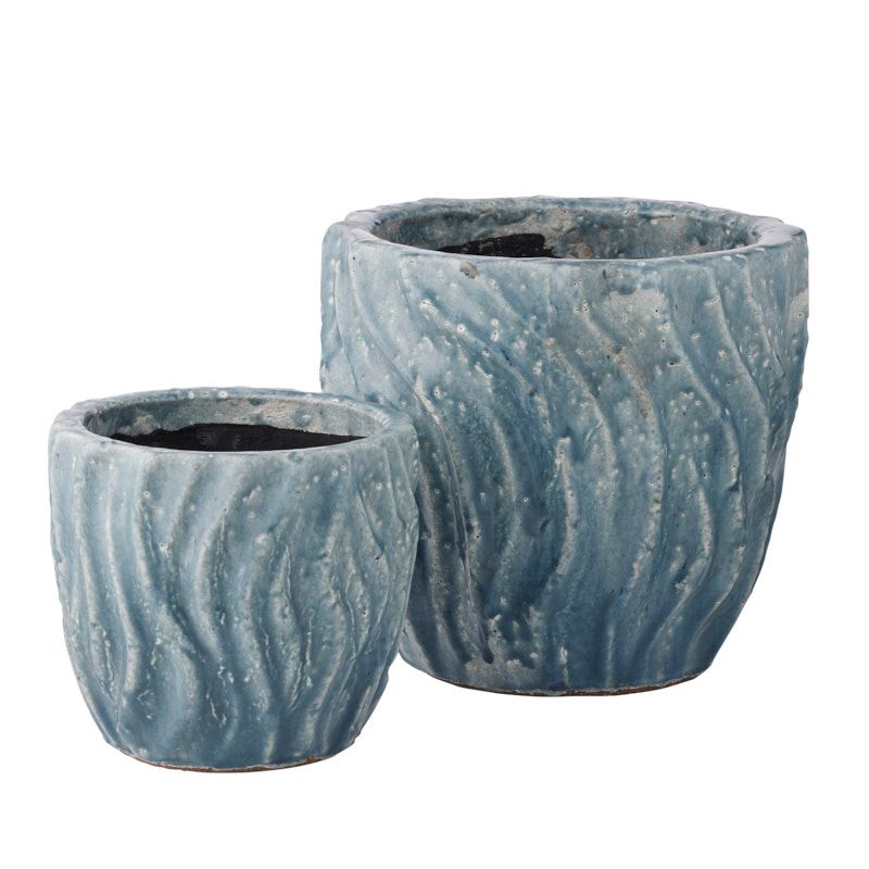 Life Botanic Beckett Set of 2 Ceramic Pots Denim
