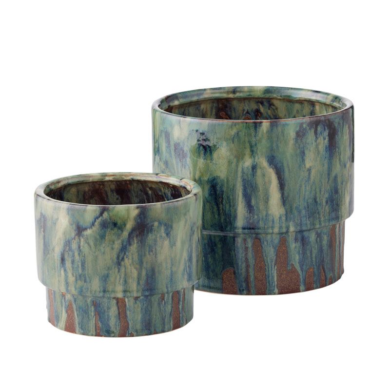 Coast To Coast Leon Set of 2 Ceramic Pots Teal