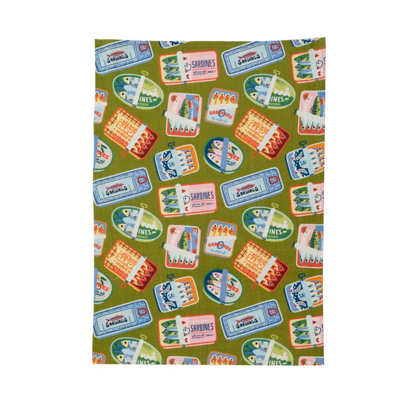 Assemble Sardine Tins Cotton Tea Towel