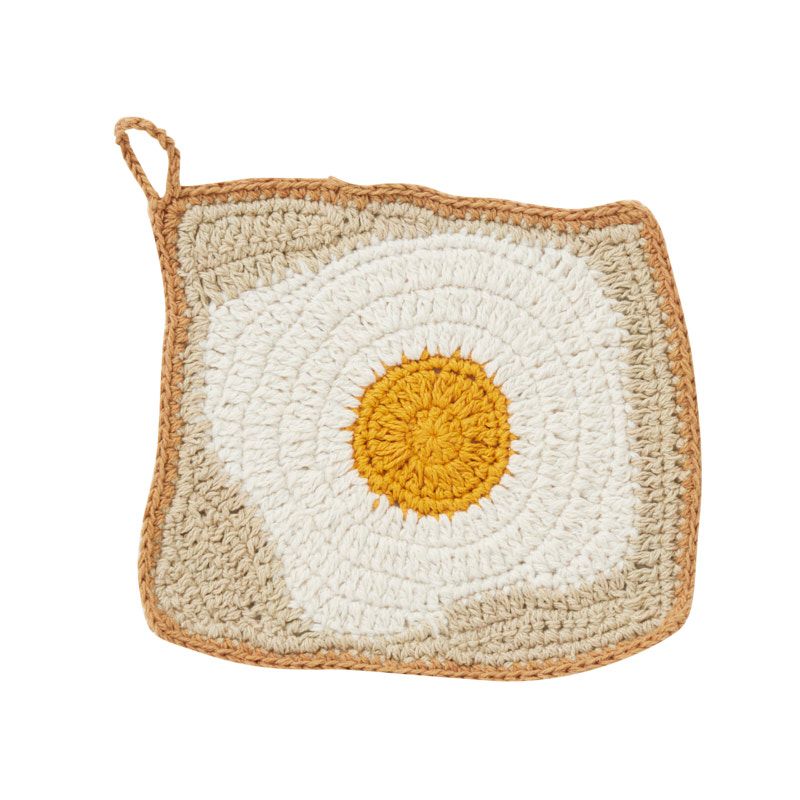 Goldy Gifts Egg Toast Cotton Knit Pot Holder