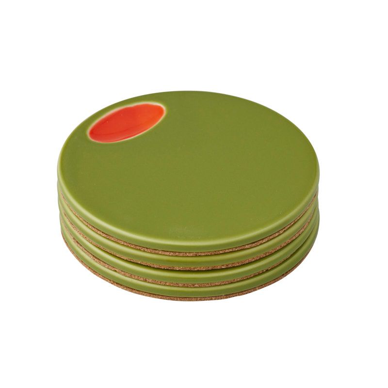 Assemble Verdial Set of 4 Ceramic Coasters Olive