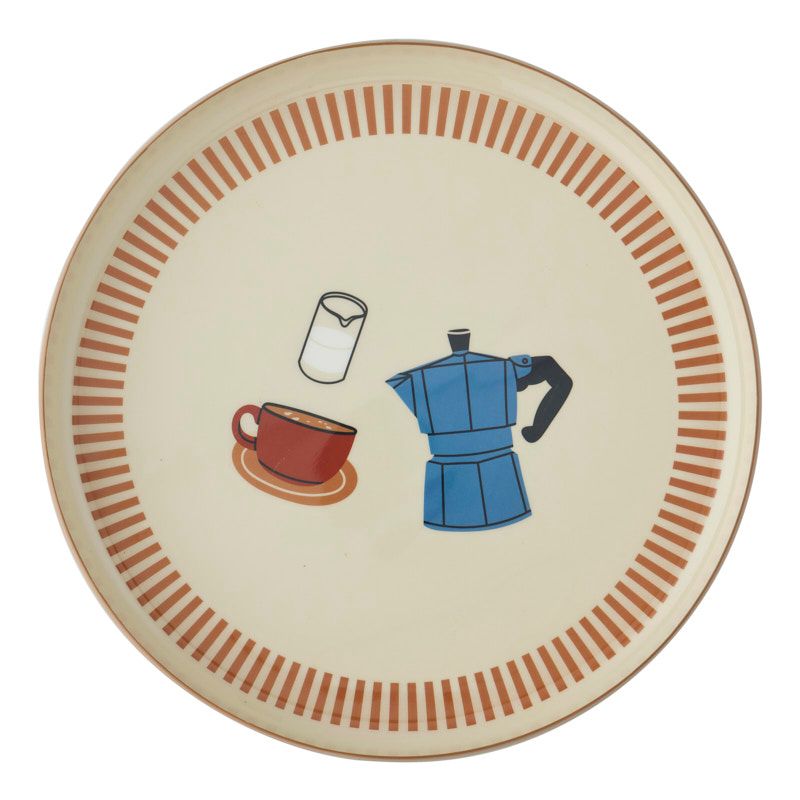 Assemble Coffee Break Metal Tray Tan/Blue